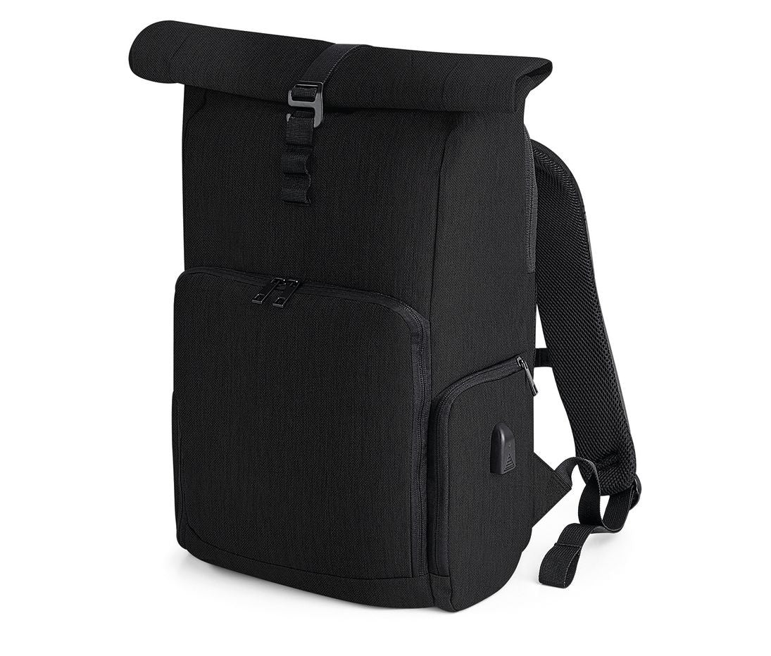 Sac à Dos Avec Rabat Enroulable et Chargeur Q-Tech - Black