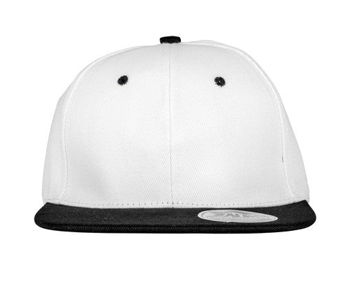 Casquette 6 Pans Visière Plate - White/black