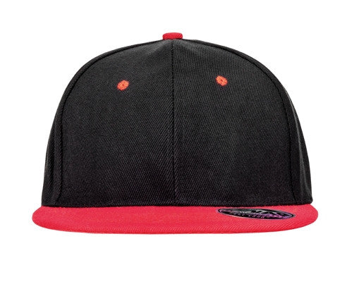 Casquette 6 Pans Visière Plate - Black/red