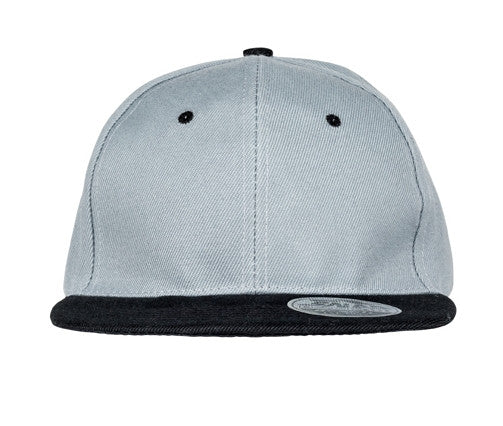 Casquette 6 Pans Visière Plate - Heather Grey/black