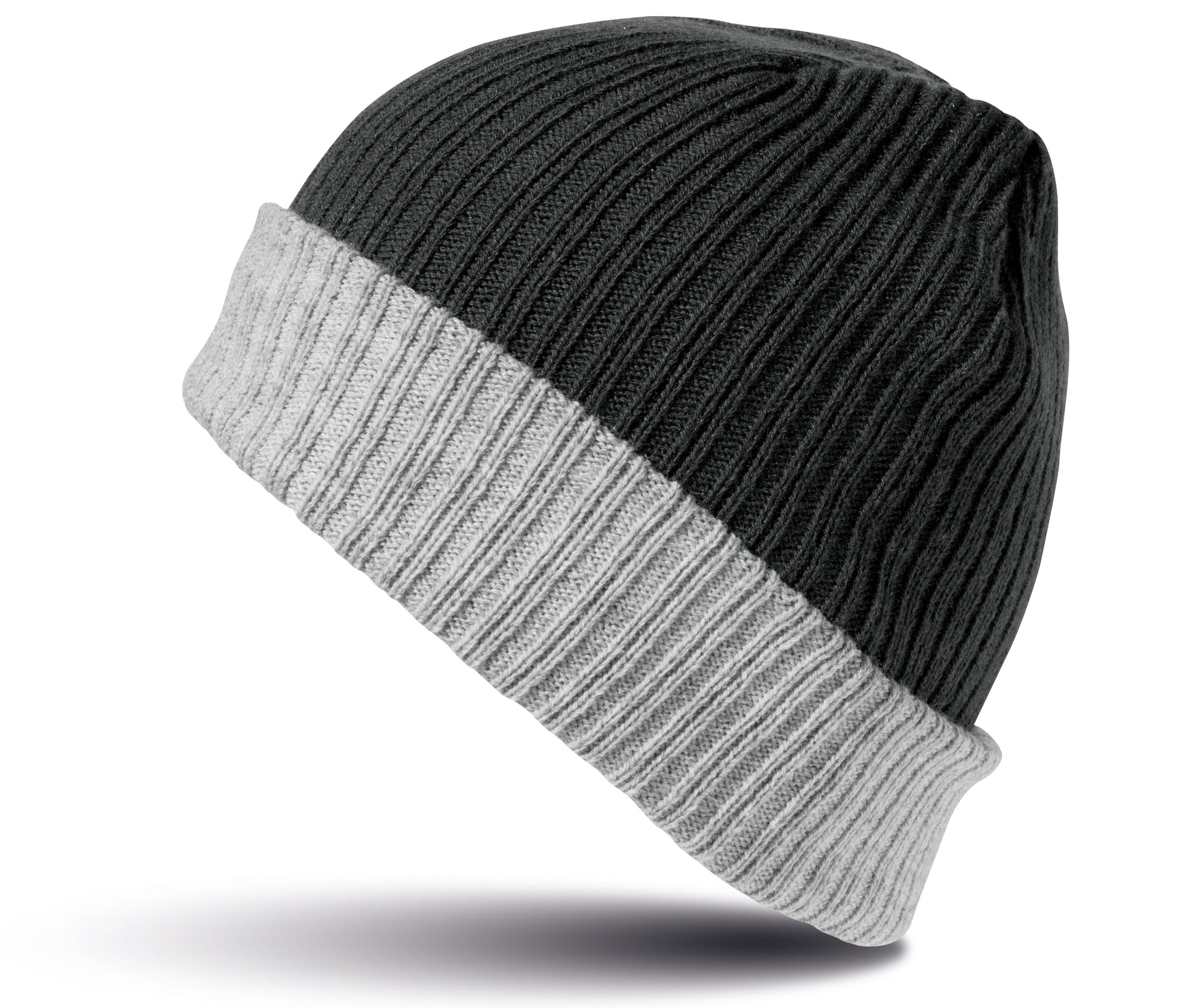 Bonnet Acrylique Avec Rabat - Black/grey