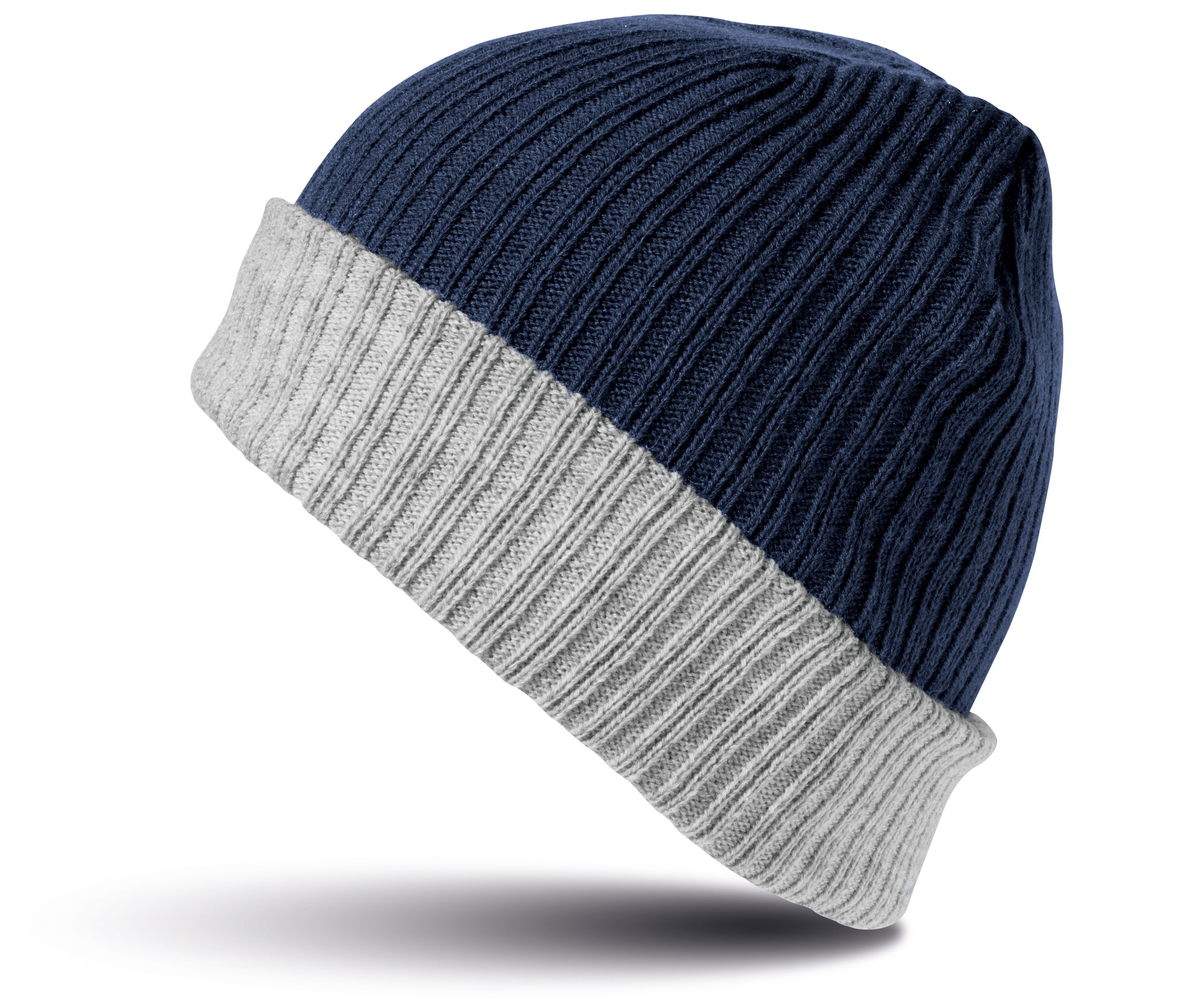 Bonnet Acrylique Avec Rabat - Navy/grey