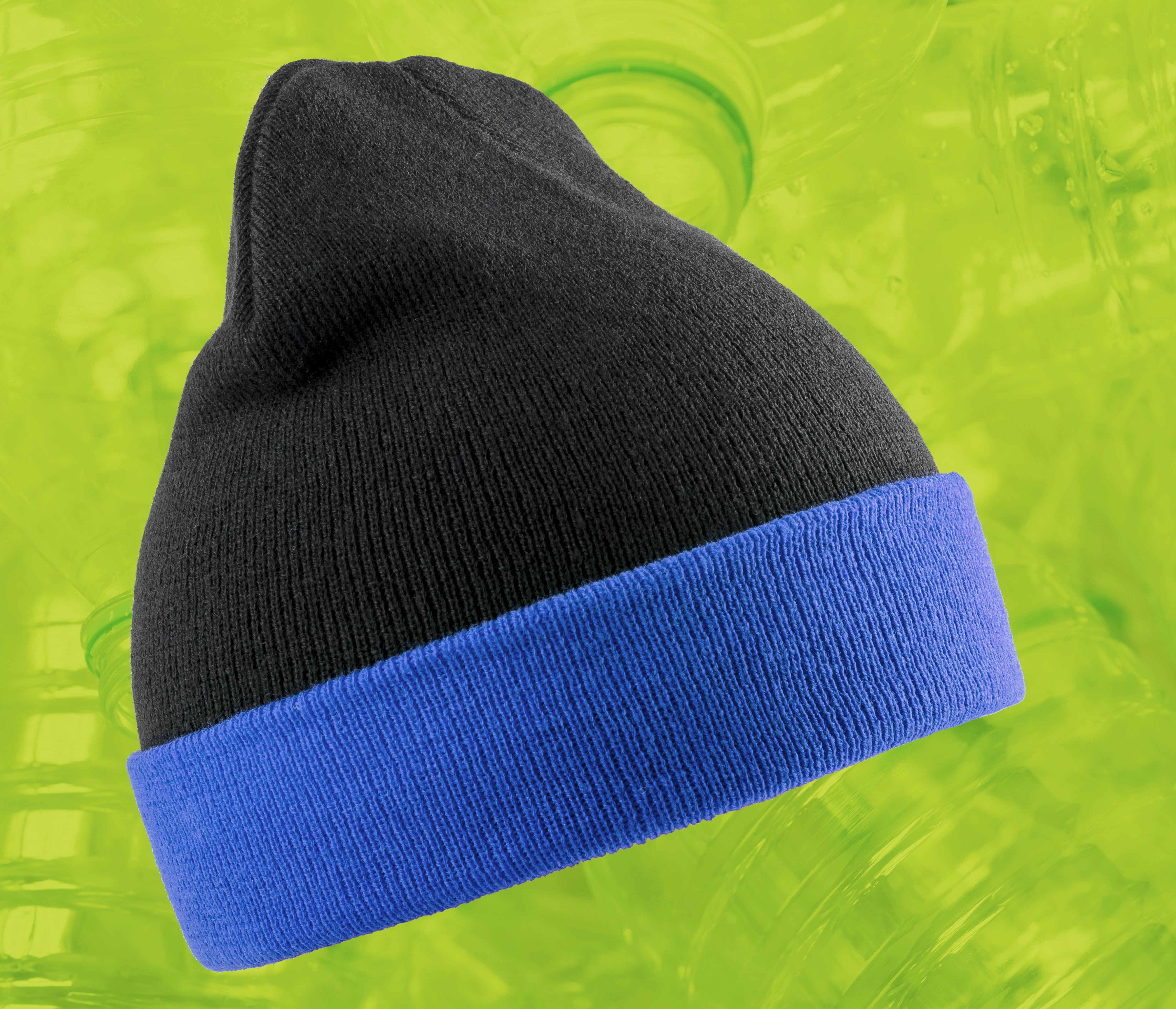 Bonnet en Polyester Recyclé Avec Rabat Contrasté - Black / Royal