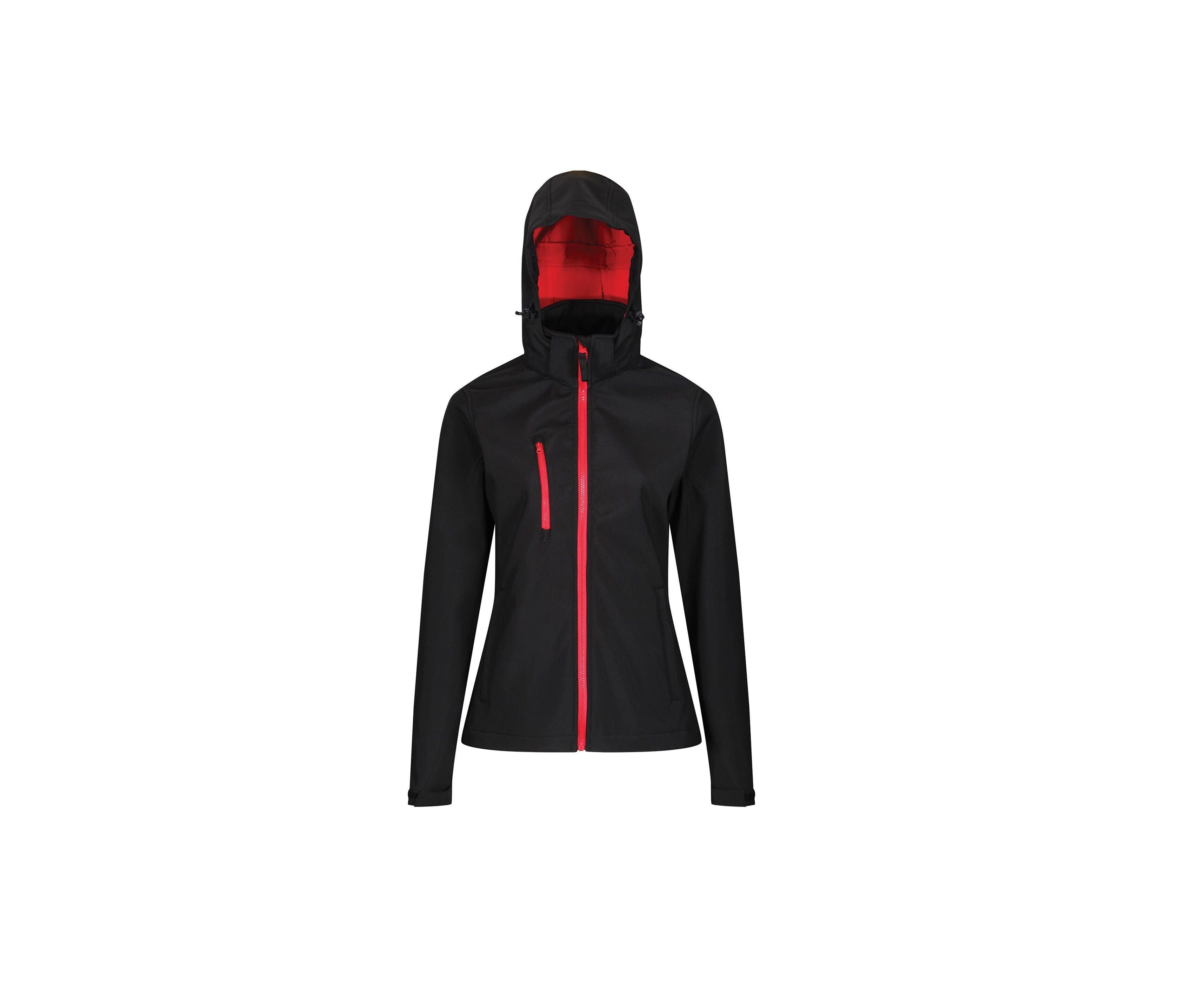 Veste Softshell Femme à Capuche - Black / Classic Red