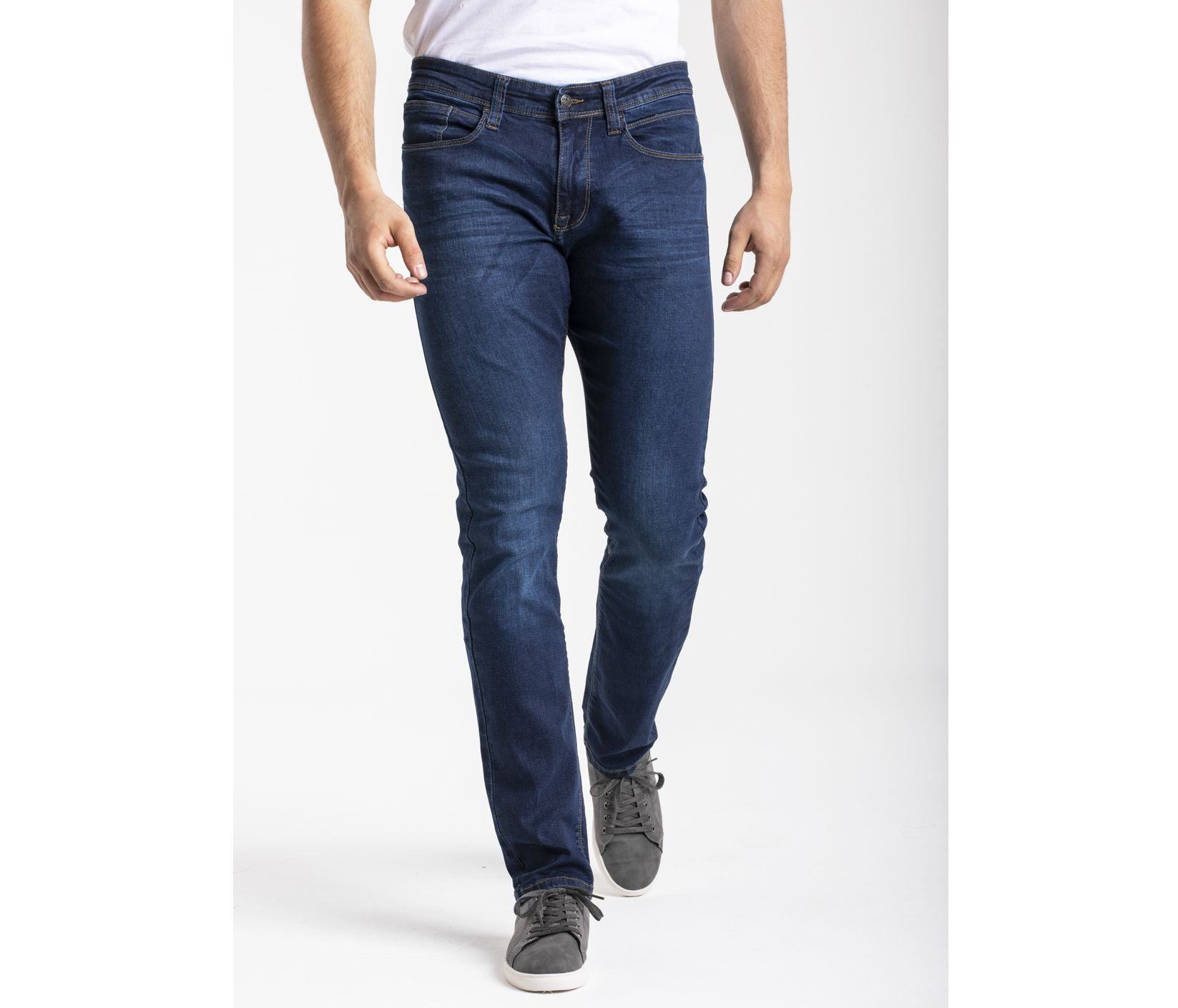 Jean Homme Ajusté Stretch Stone Brossé - Blue