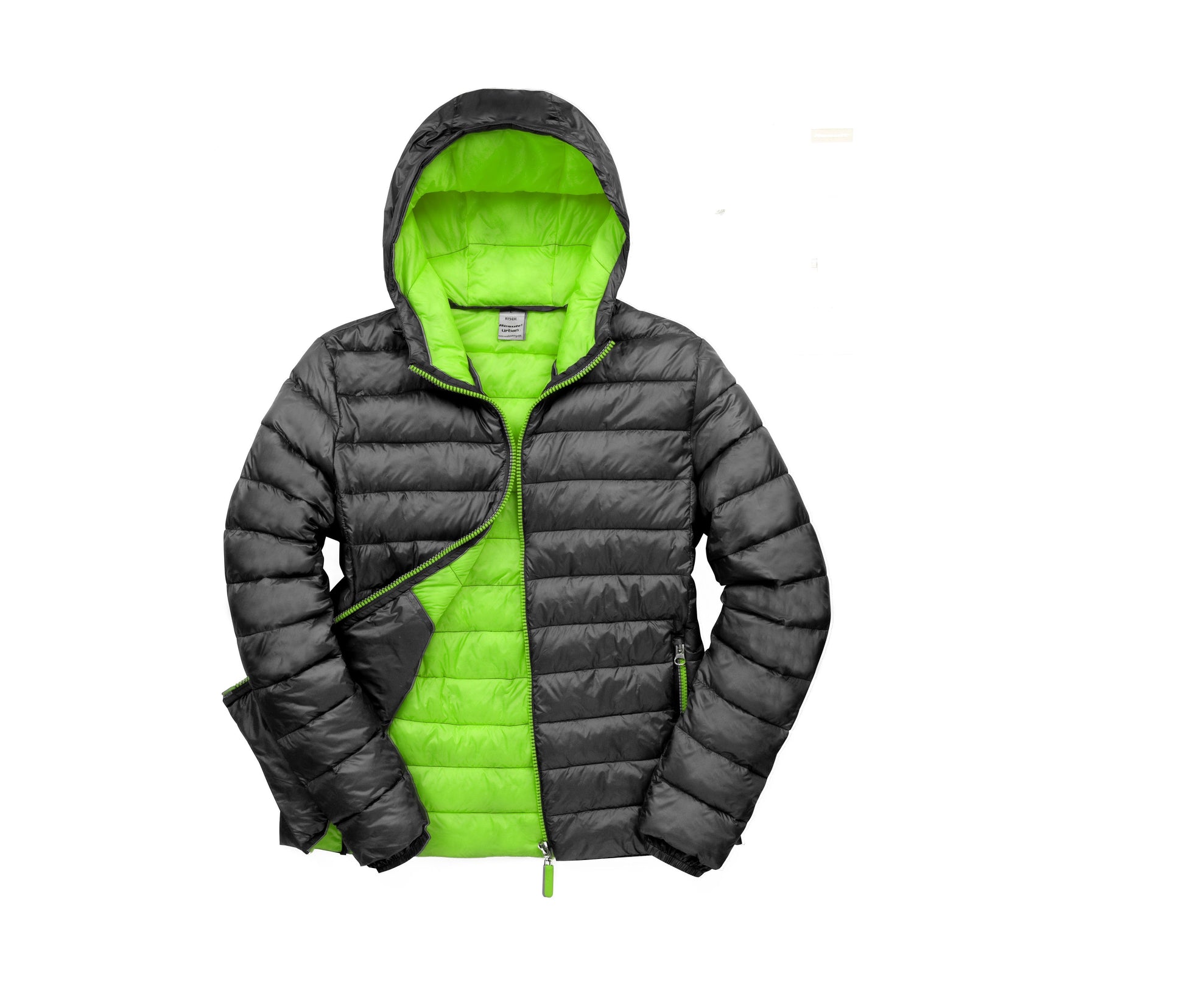 Doudoune Homme à Capuche - Black/lime
