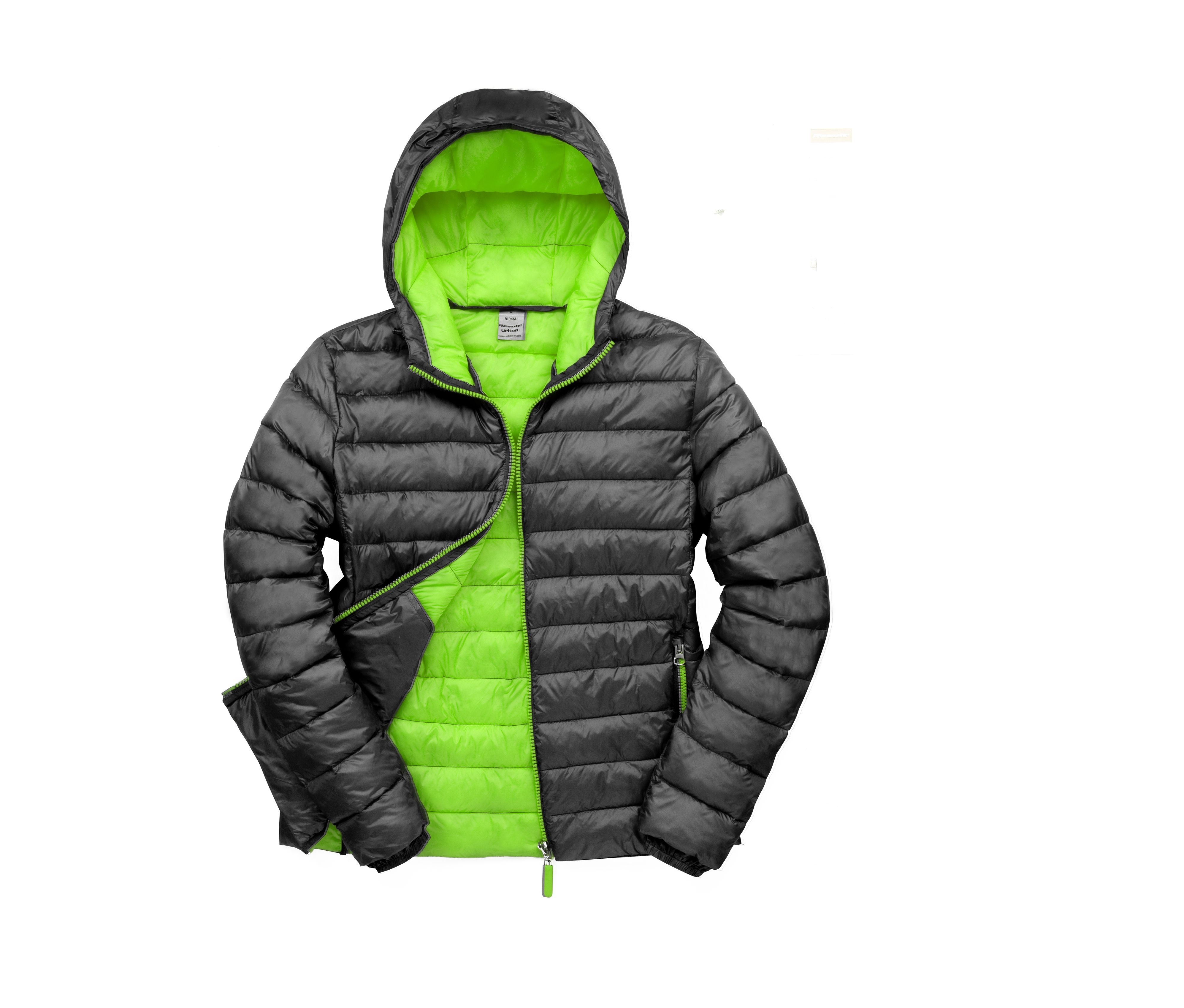 Doudoune Homme à Capuche - Black/lime