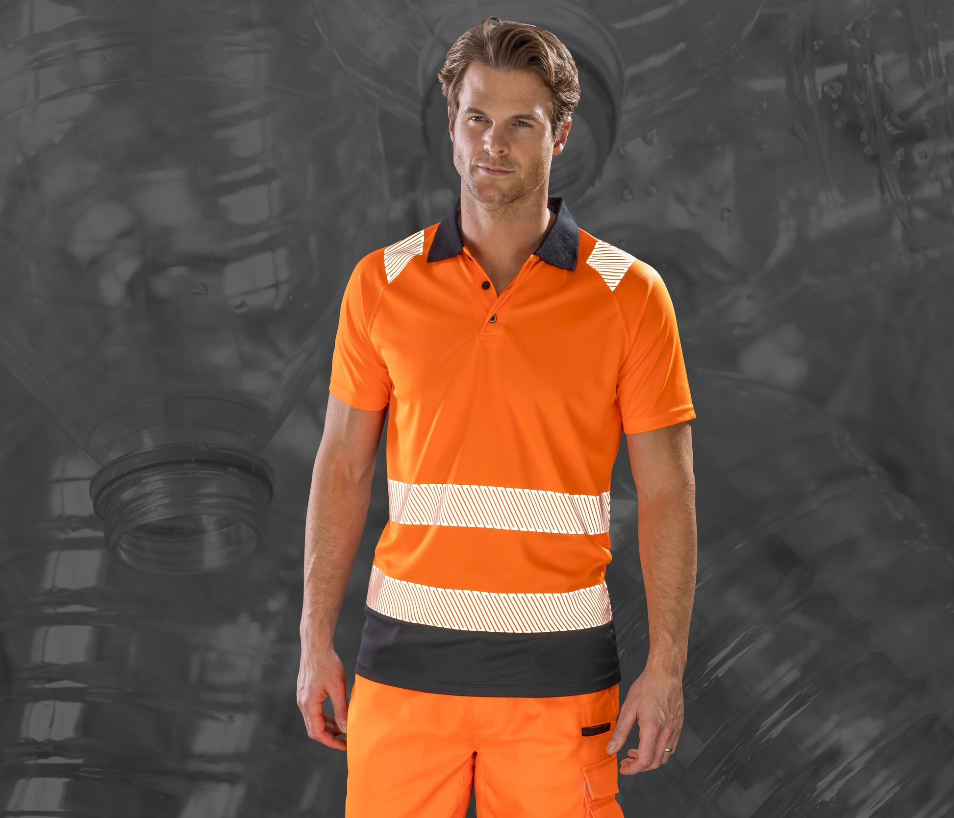 Polo visibilité augmentée en polyester recyclé