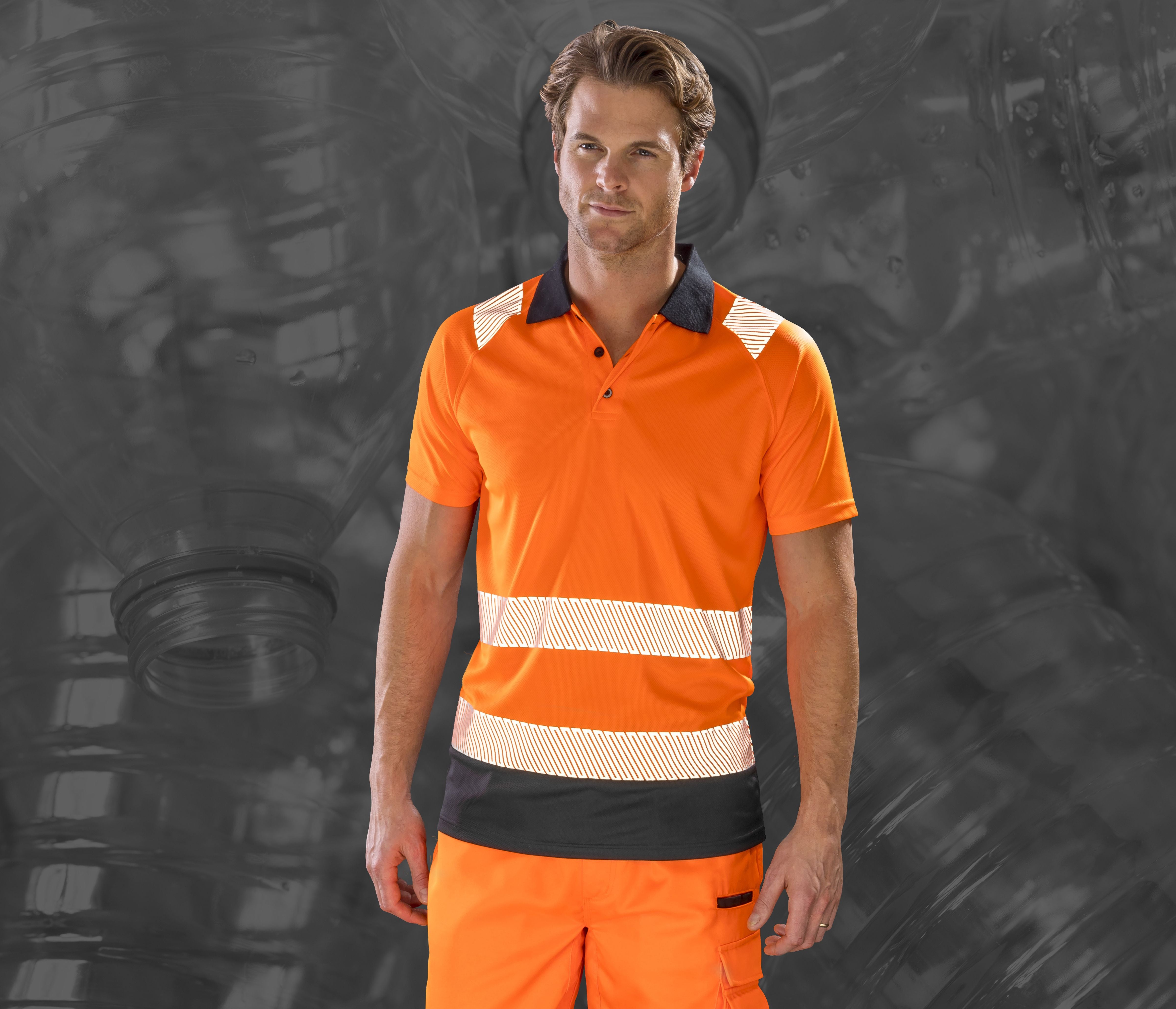 Polo visibilité augmentée en polyester recyclé
