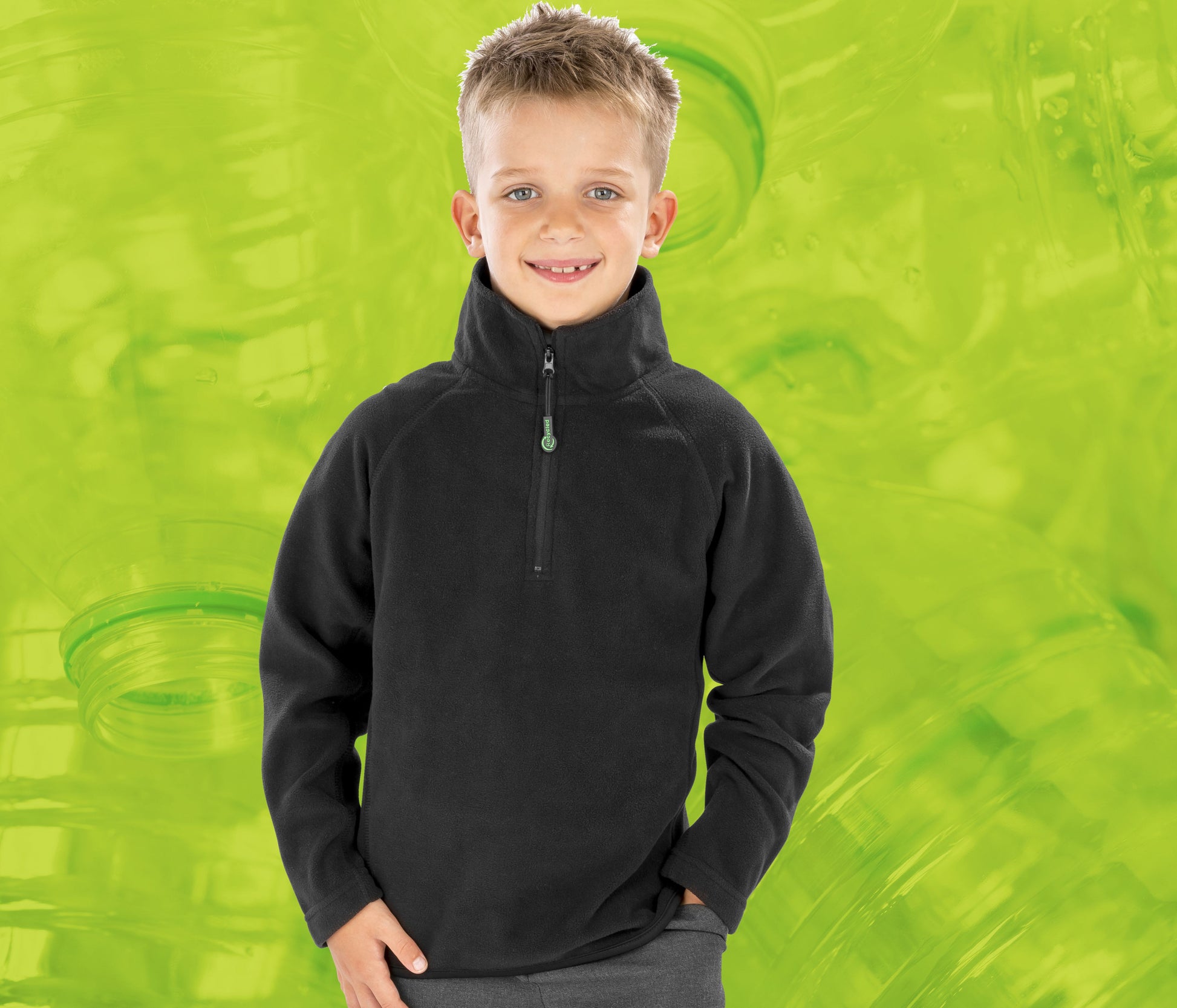 Polaire col zippé enfant en polyester recyclé