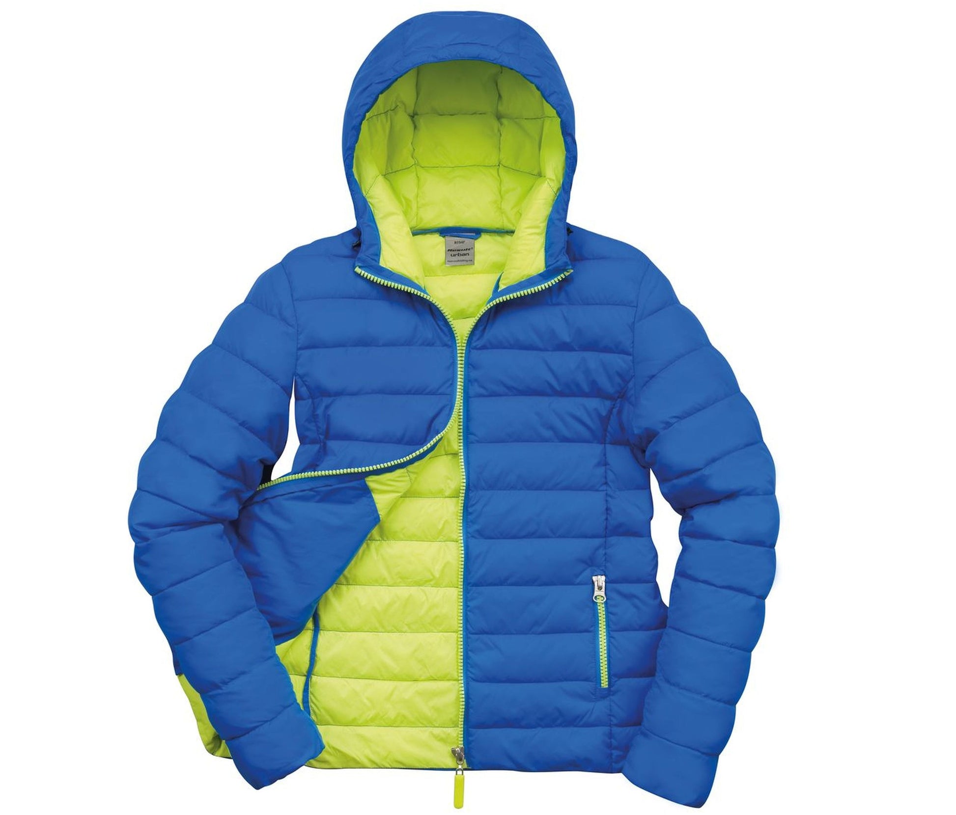 Doudoune Femme à Capuche - Ocean Blue/lime Punch