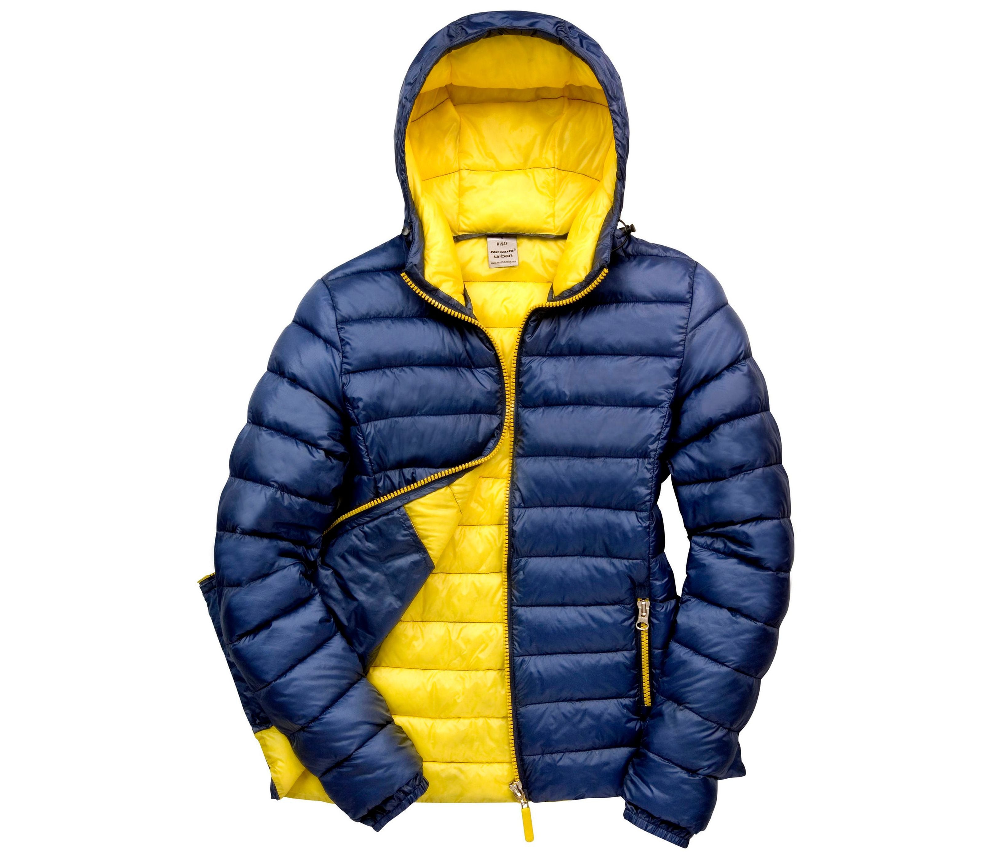 Doudoune Femme à Capuche - Navy/yellow