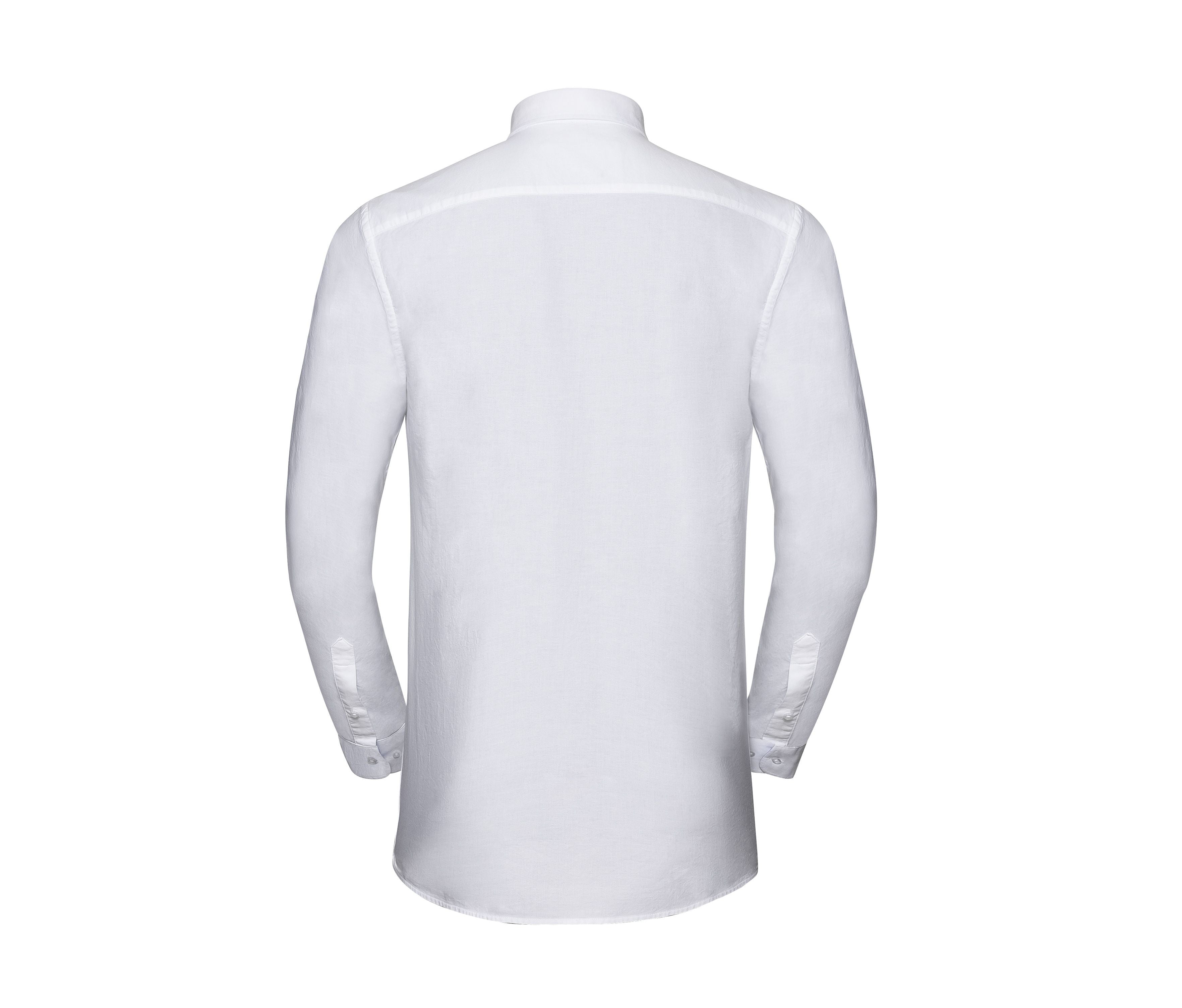 Men's Long Sleeve Tailored Washed Oxford Shirt - White/oxford Blue