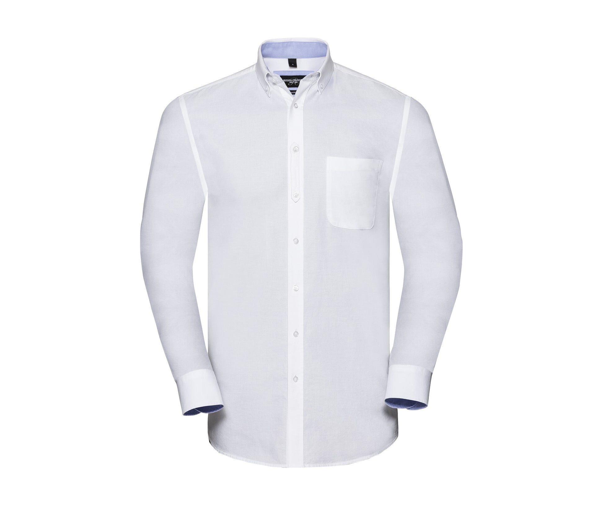 Men's Long Sleeve Tailored Washed Oxford Shirt - White/oxford Blue