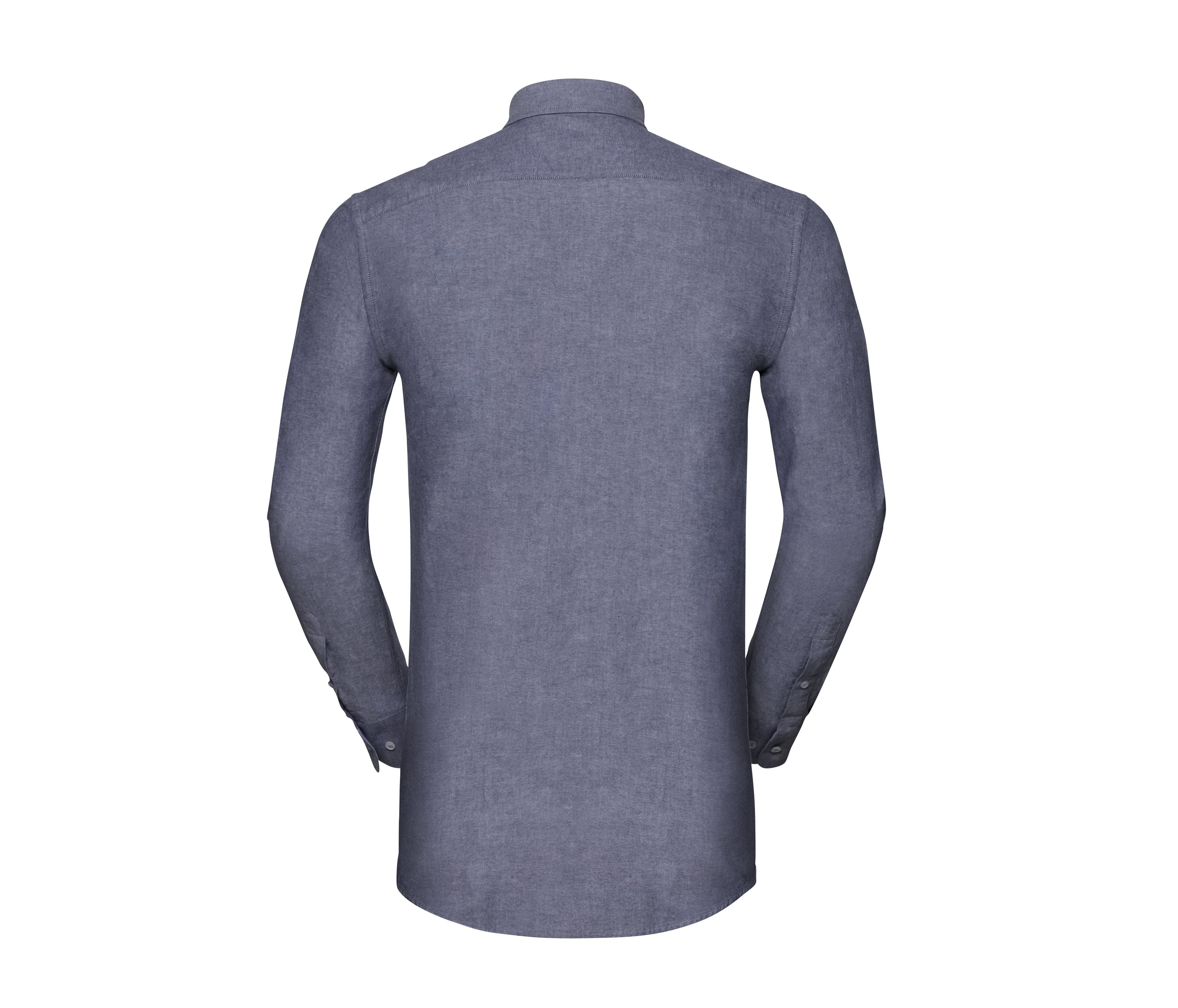 Men's Long Sleeve Tailored Washed Oxford Shirt - Oxford Navy/oxford Blue