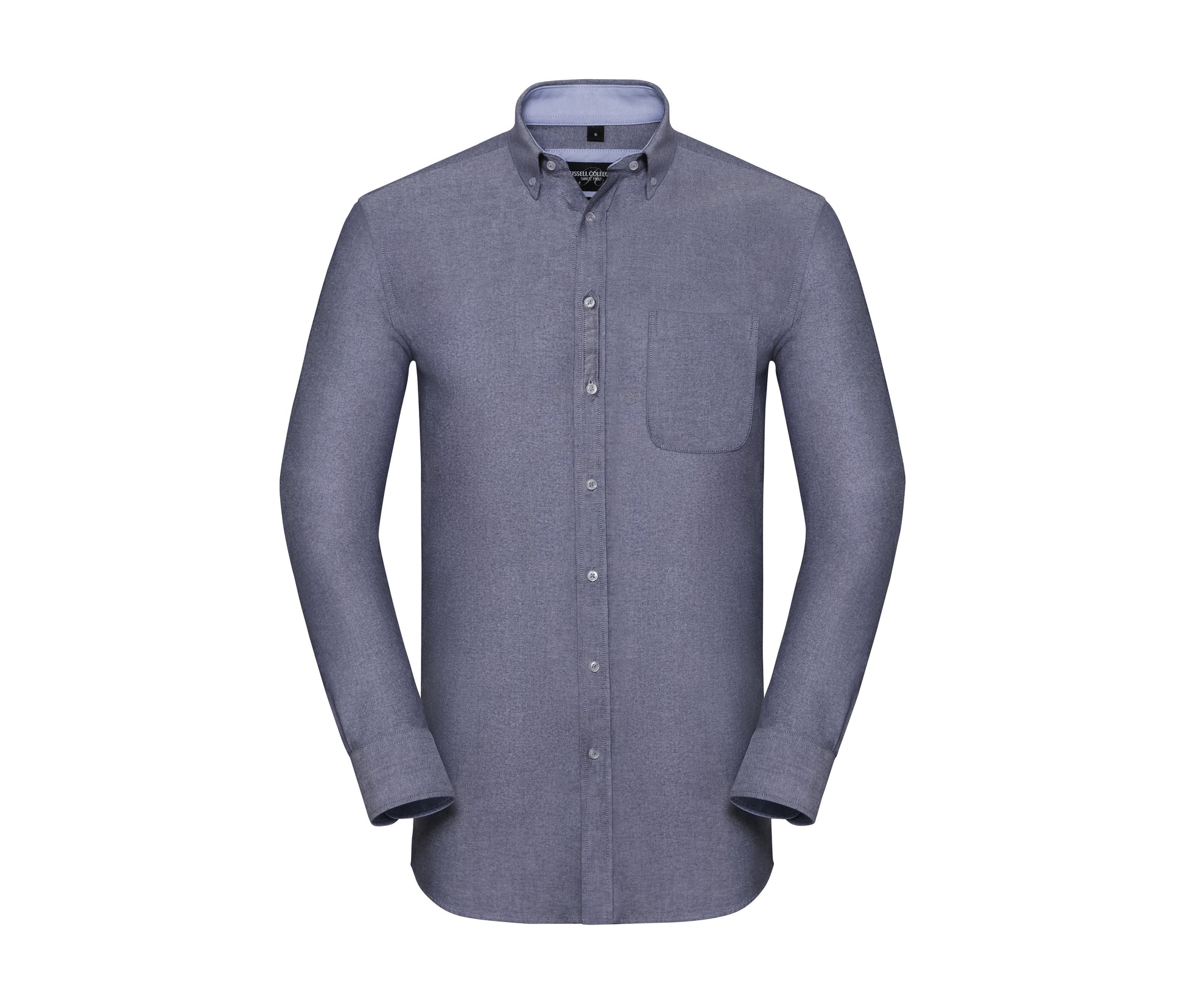 Men's Long Sleeve Tailored Washed Oxford Shirt - Oxford Navy/oxford Blue