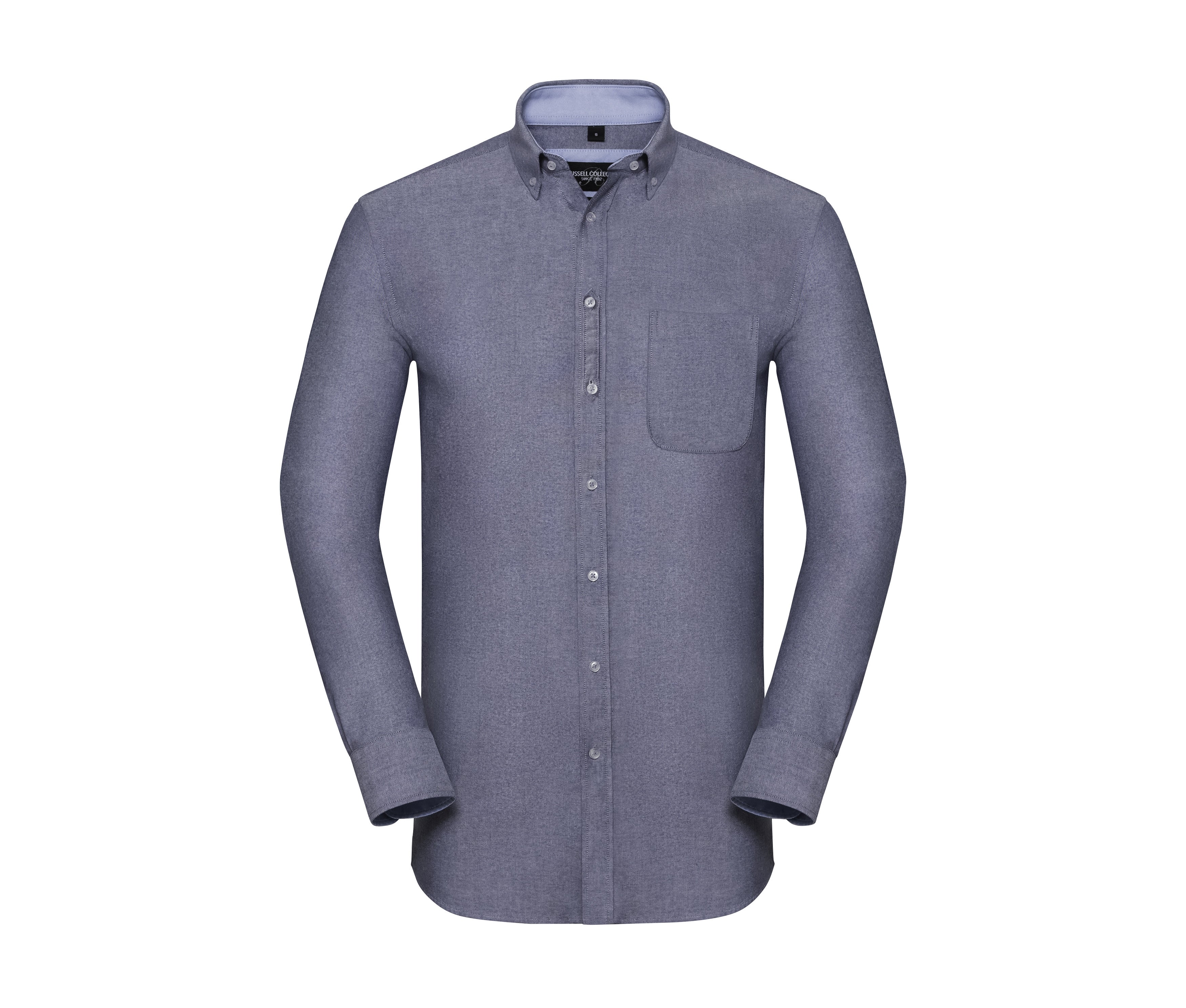 Men's Long Sleeve Tailored Washed Oxford Shirt - Oxford Navy/oxford Blue