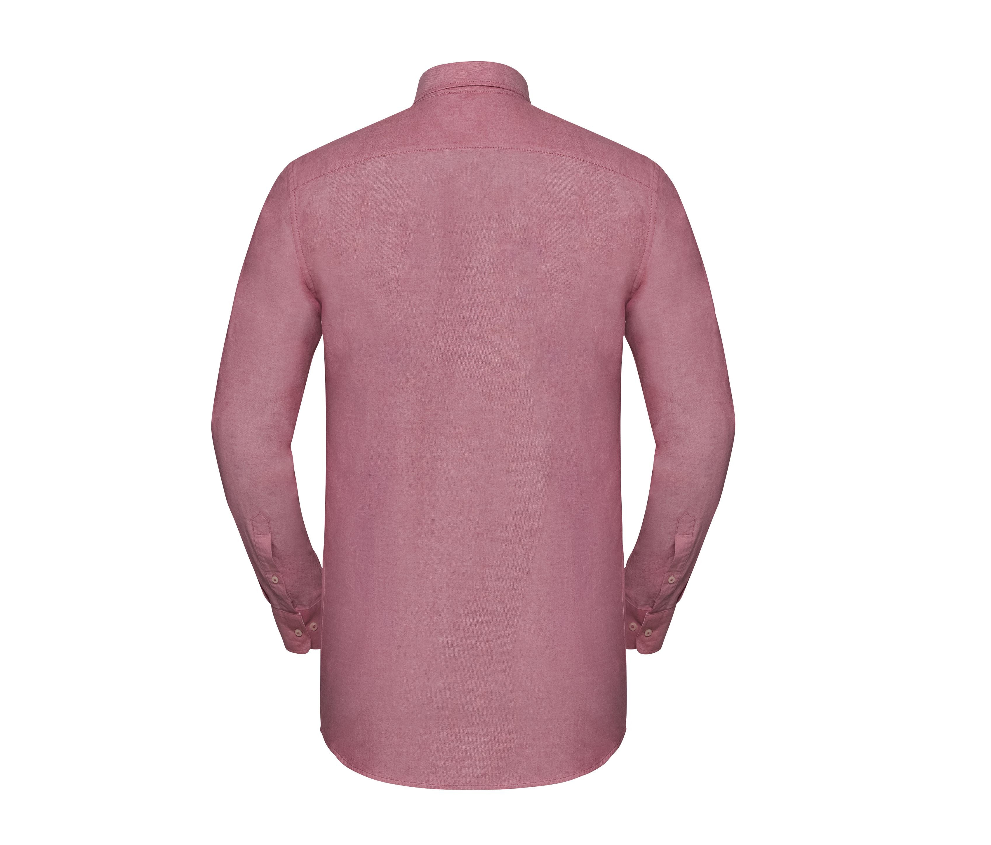 Men's Long Sleeve Tailored Washed Oxford Shirt - Oxford Red/cream