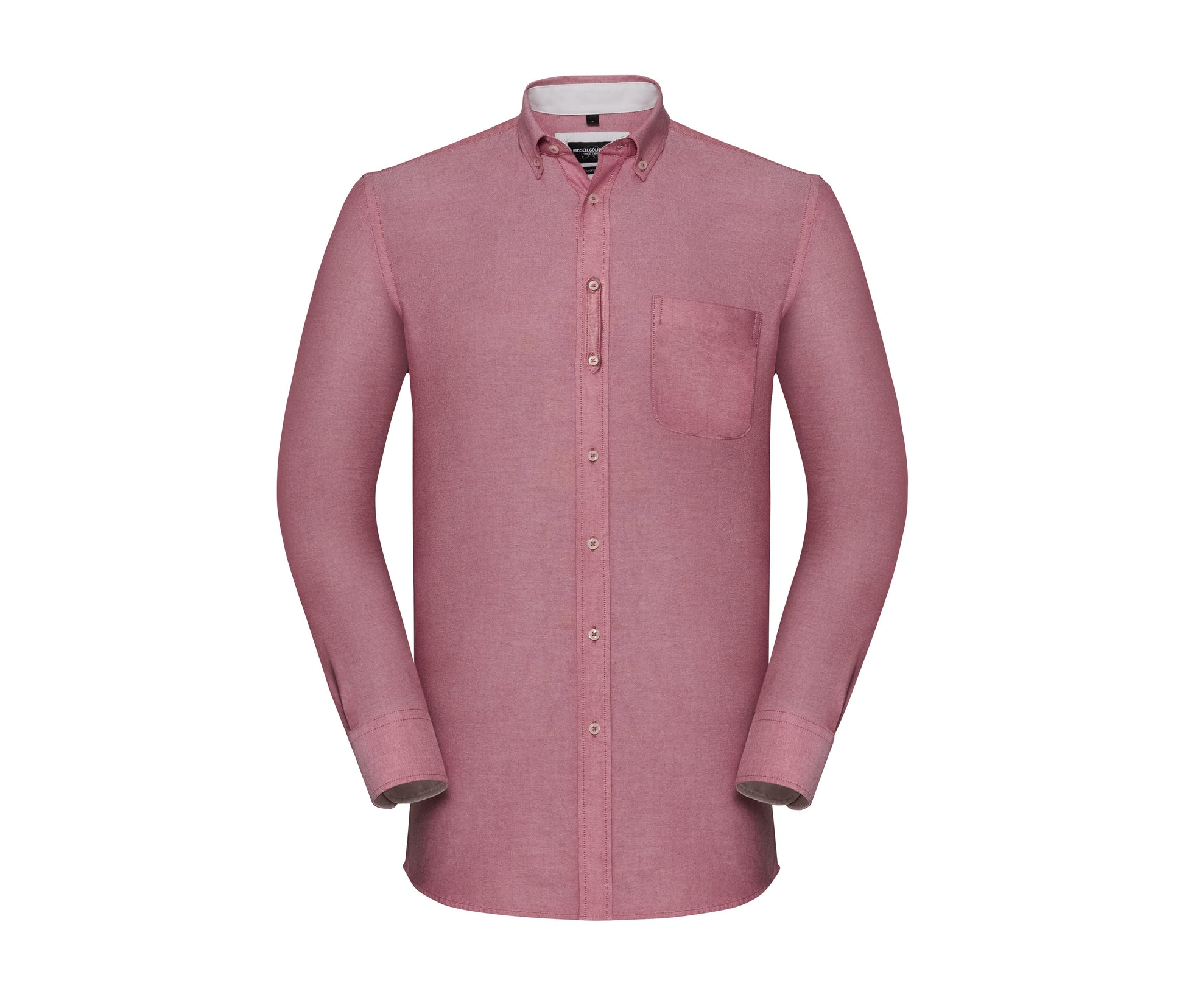 Men's Long Sleeve Tailored Washed Oxford Shirt - Oxford Red/cream