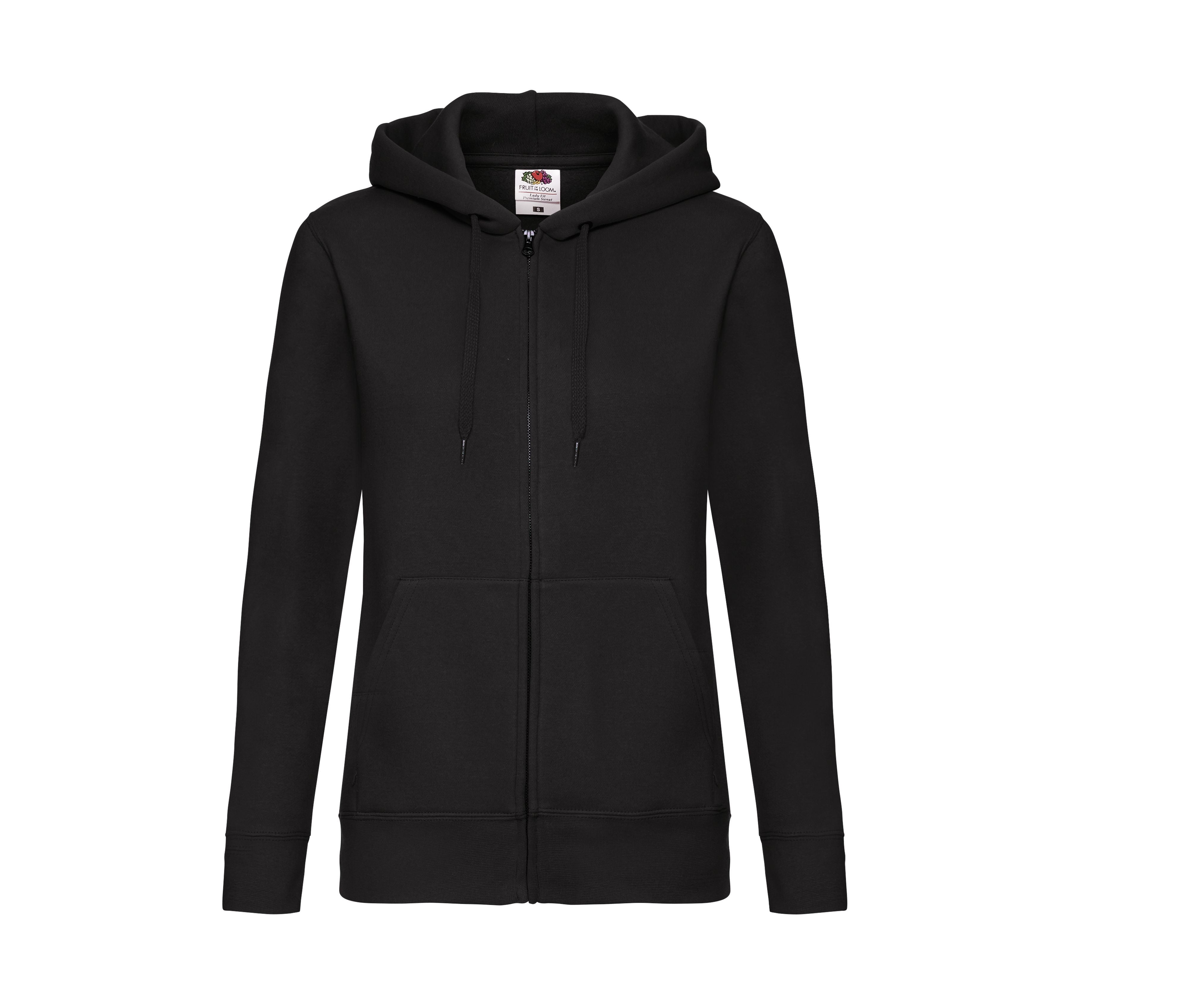 Sweat Capuche Grand Zip Femme - Black