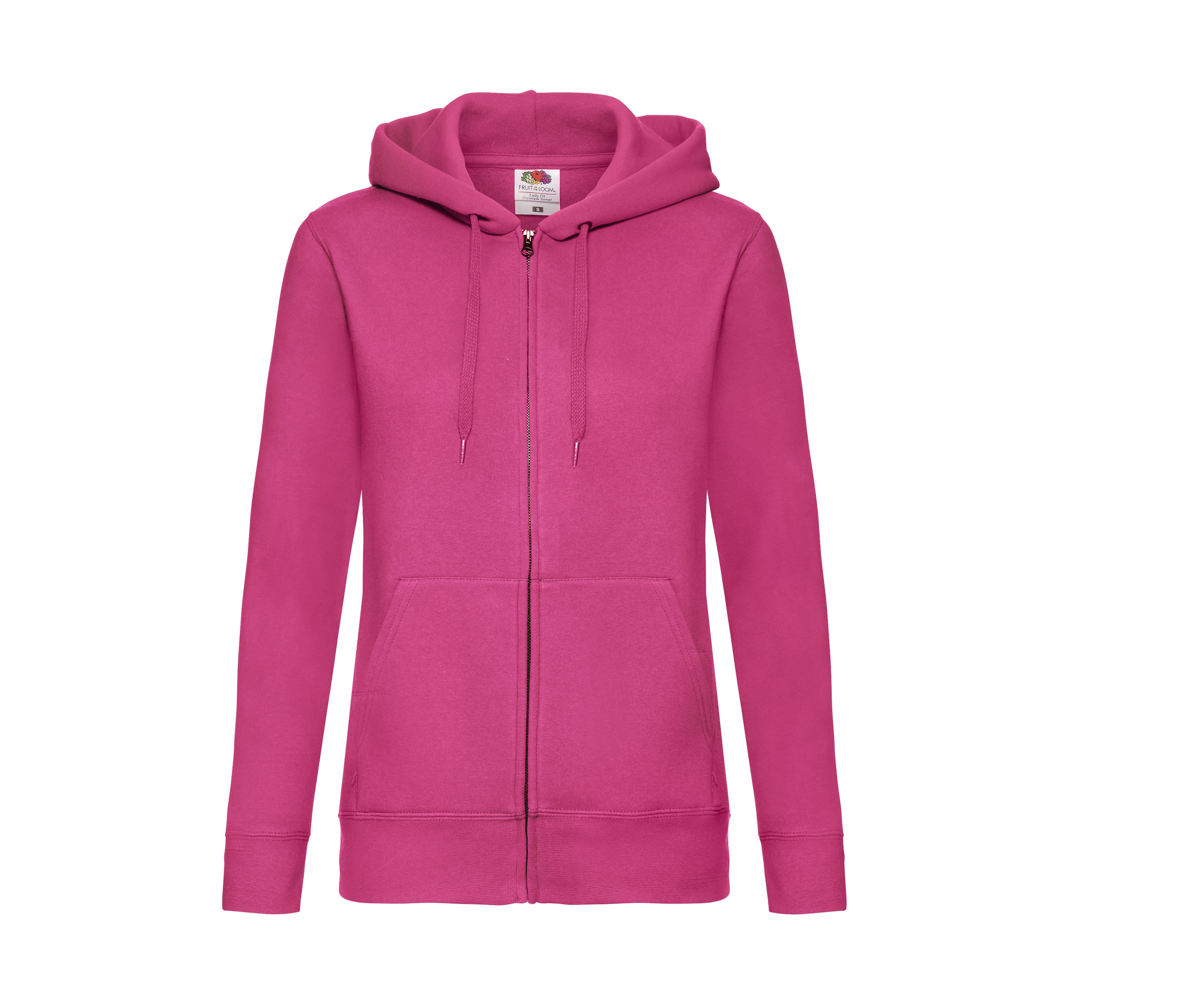 Sweat Capuche Grand Zip Femme - Fuchsia