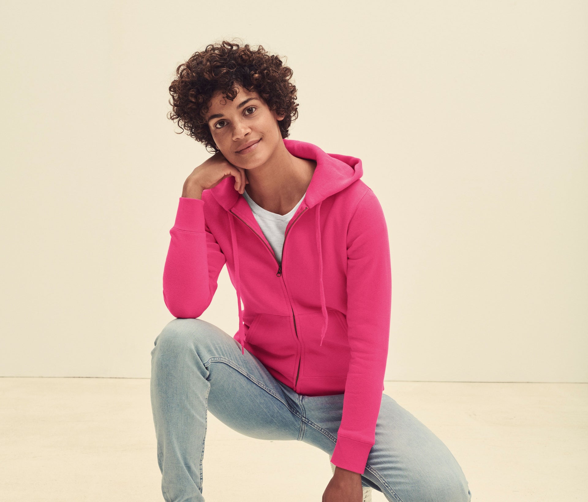 Sweat capuche grand zip femme