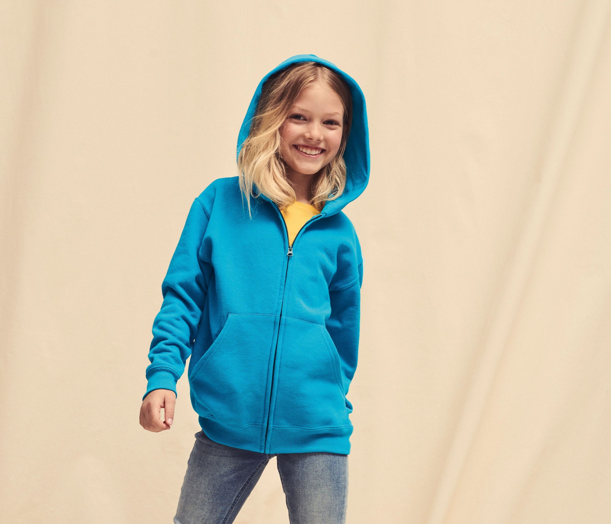Sweat capuche grand zip enfant