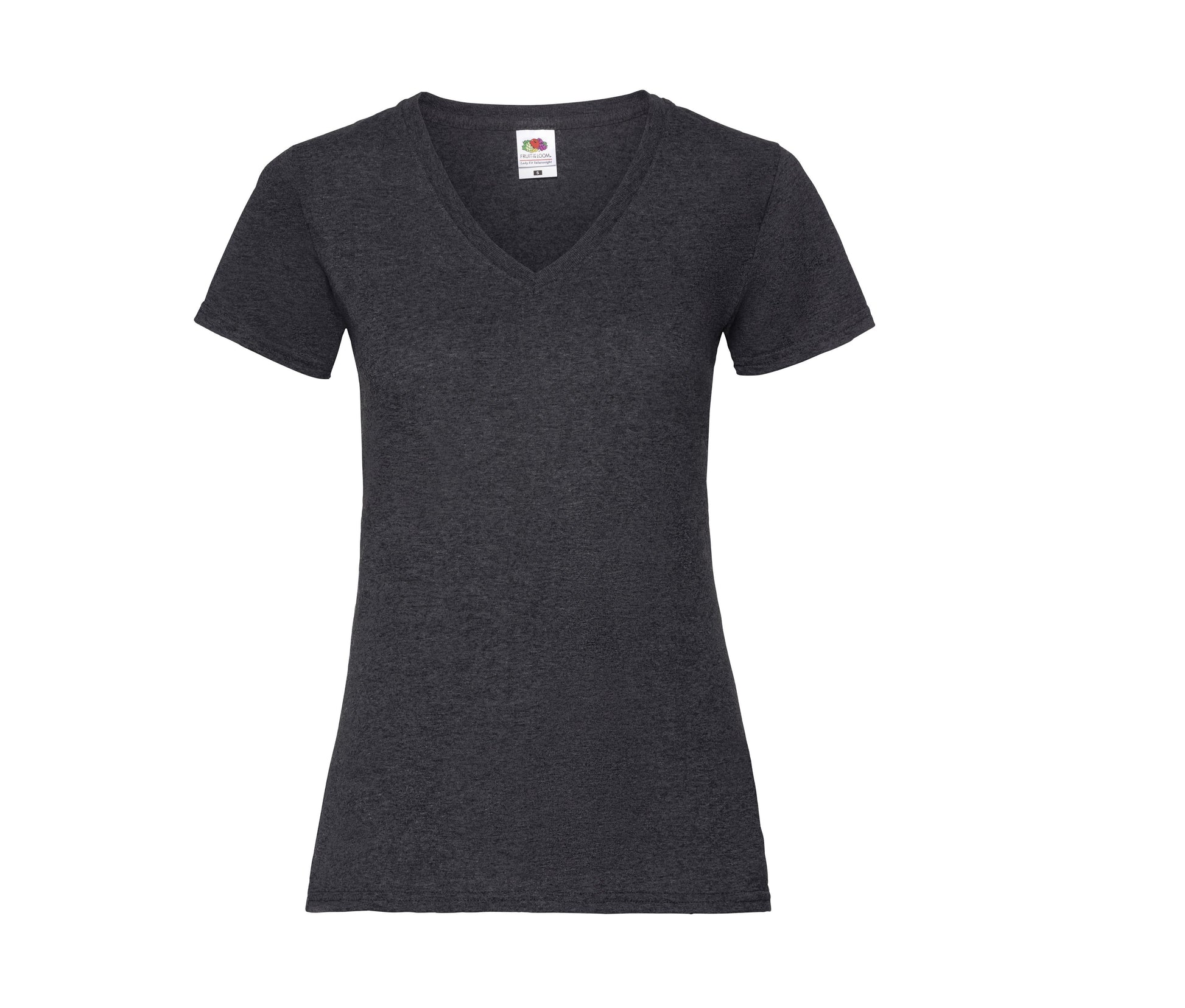 Tee-Shirt Col V Femme Valueweight - Dark Heather Grey
