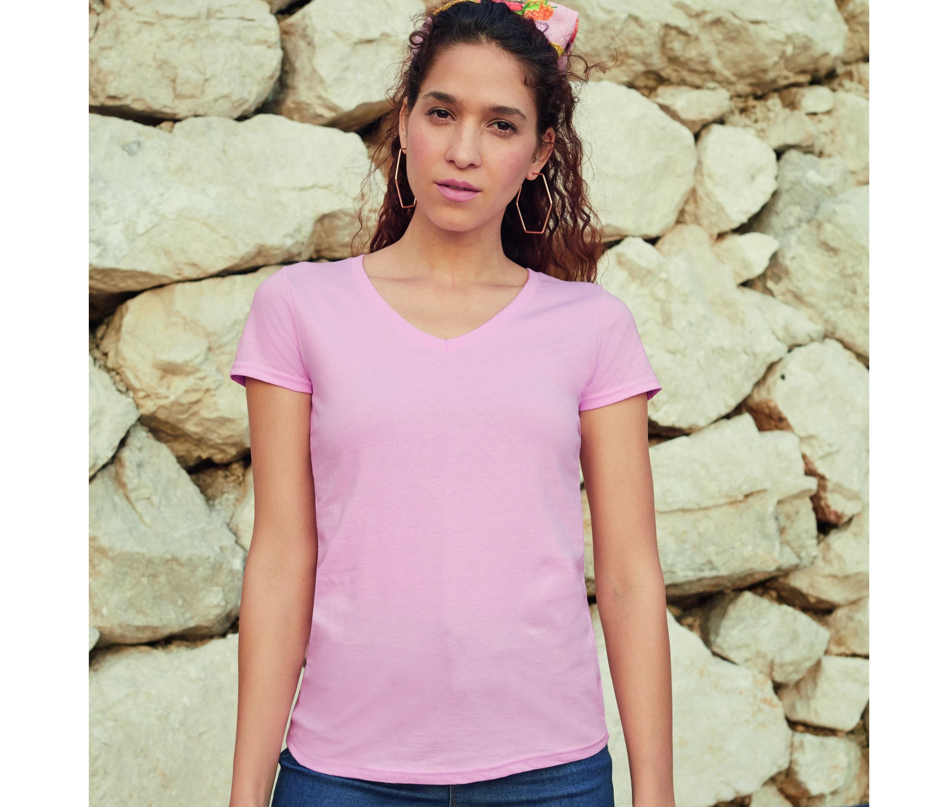Tee-shirt col V femme valueweight