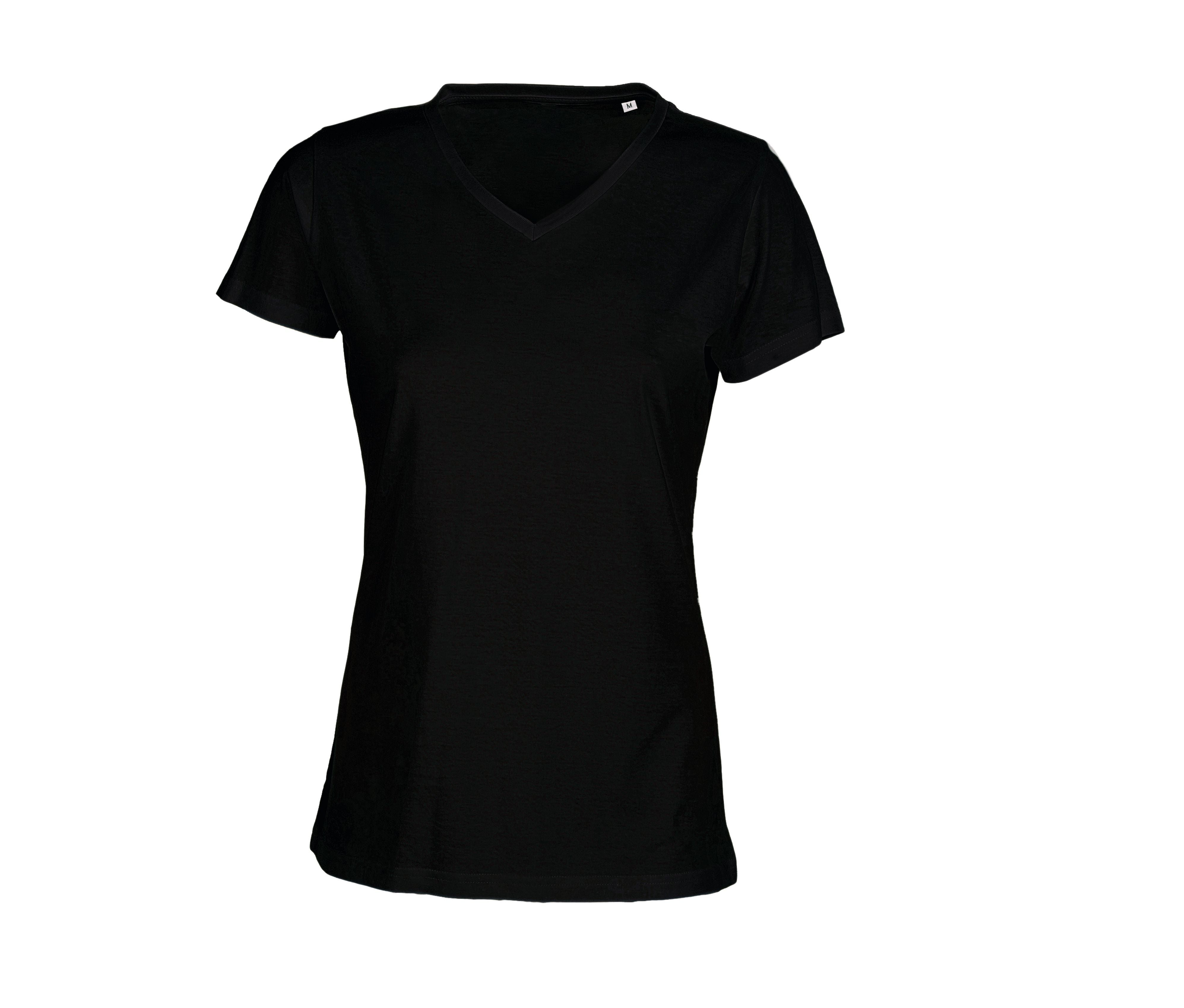 Tee-Shirt Femme Premium Col V - Black
