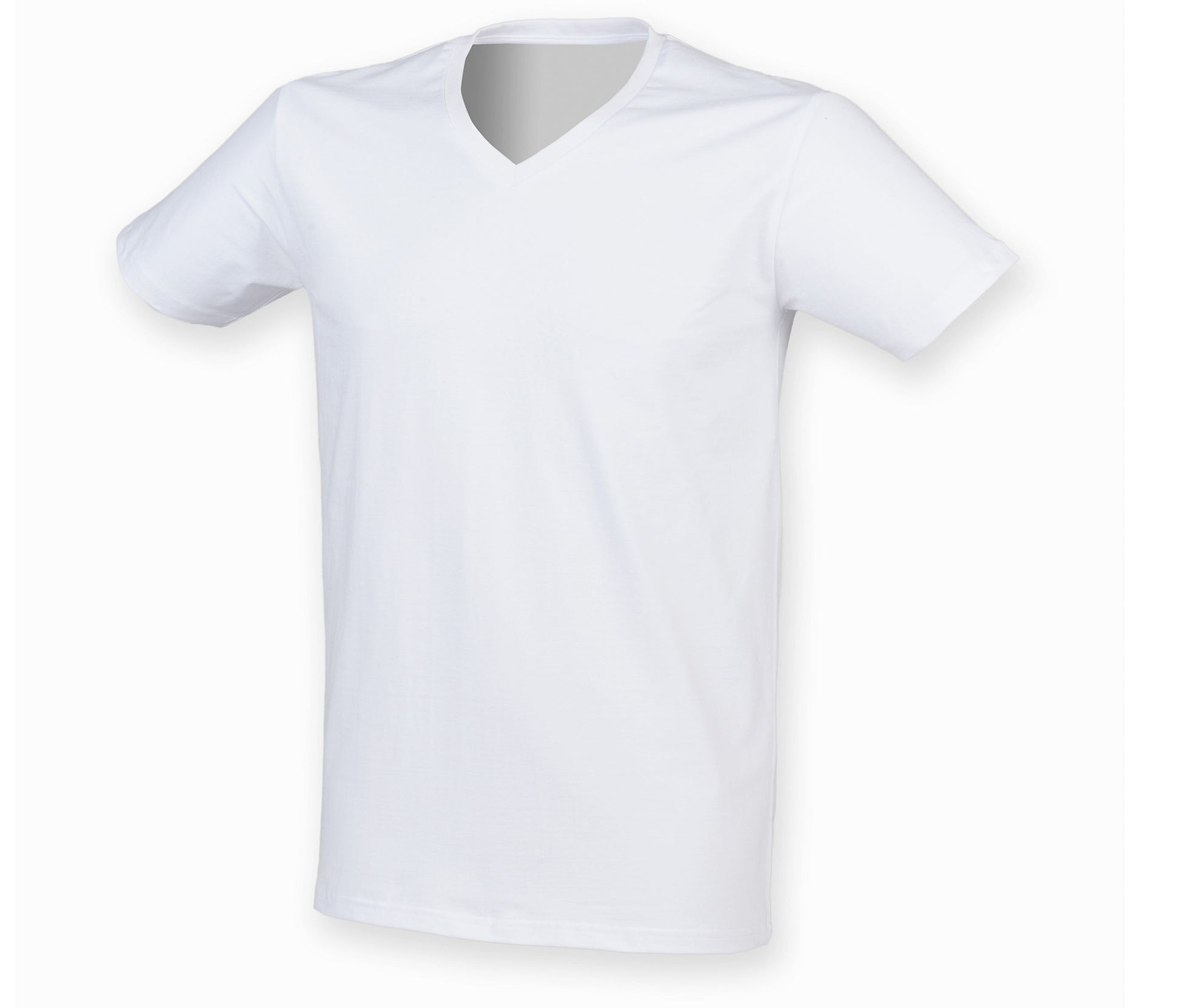 Tee-Shirt Stretch Col V Homme - White