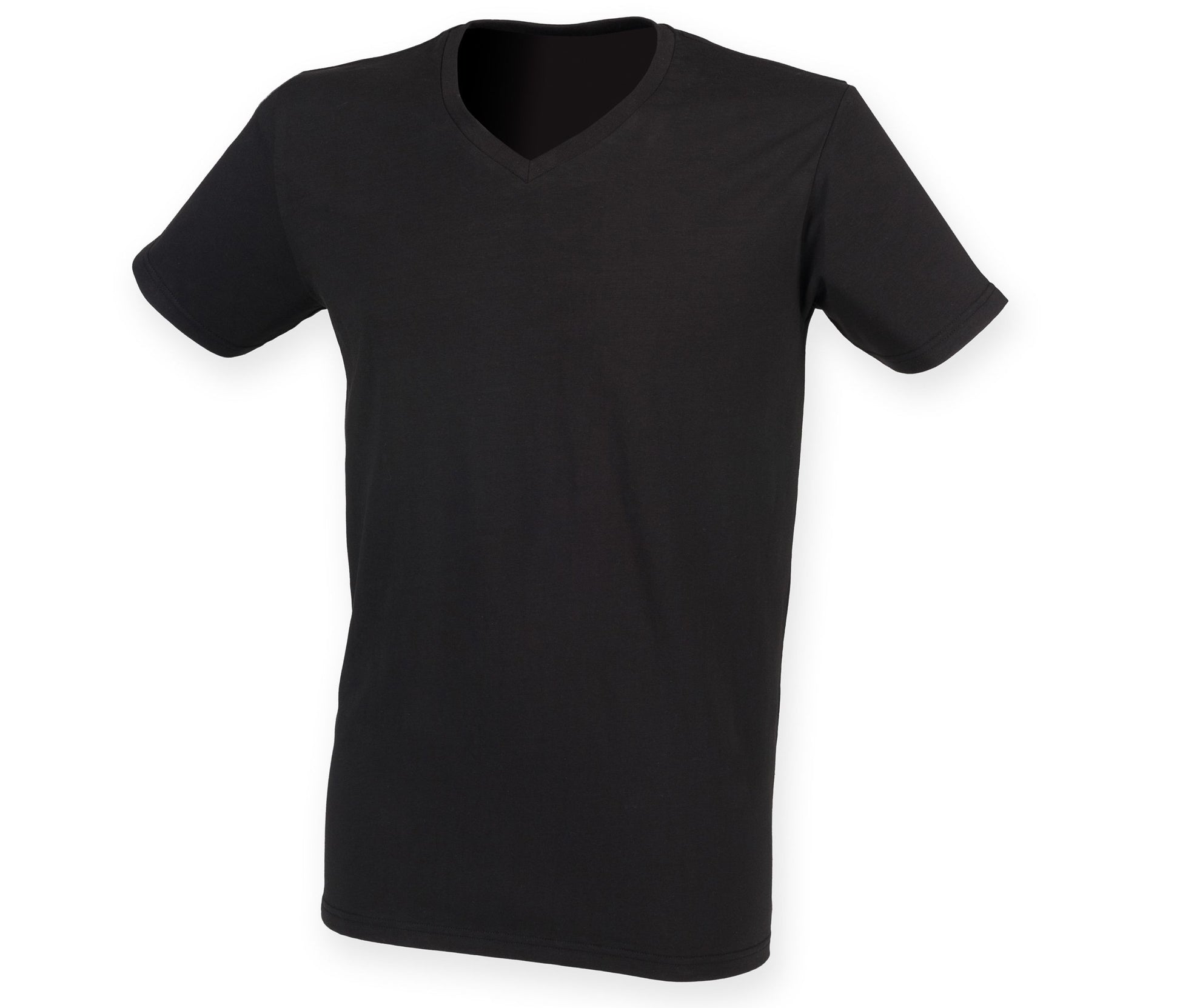 Tee-Shirt Stretch Col V Homme - Black