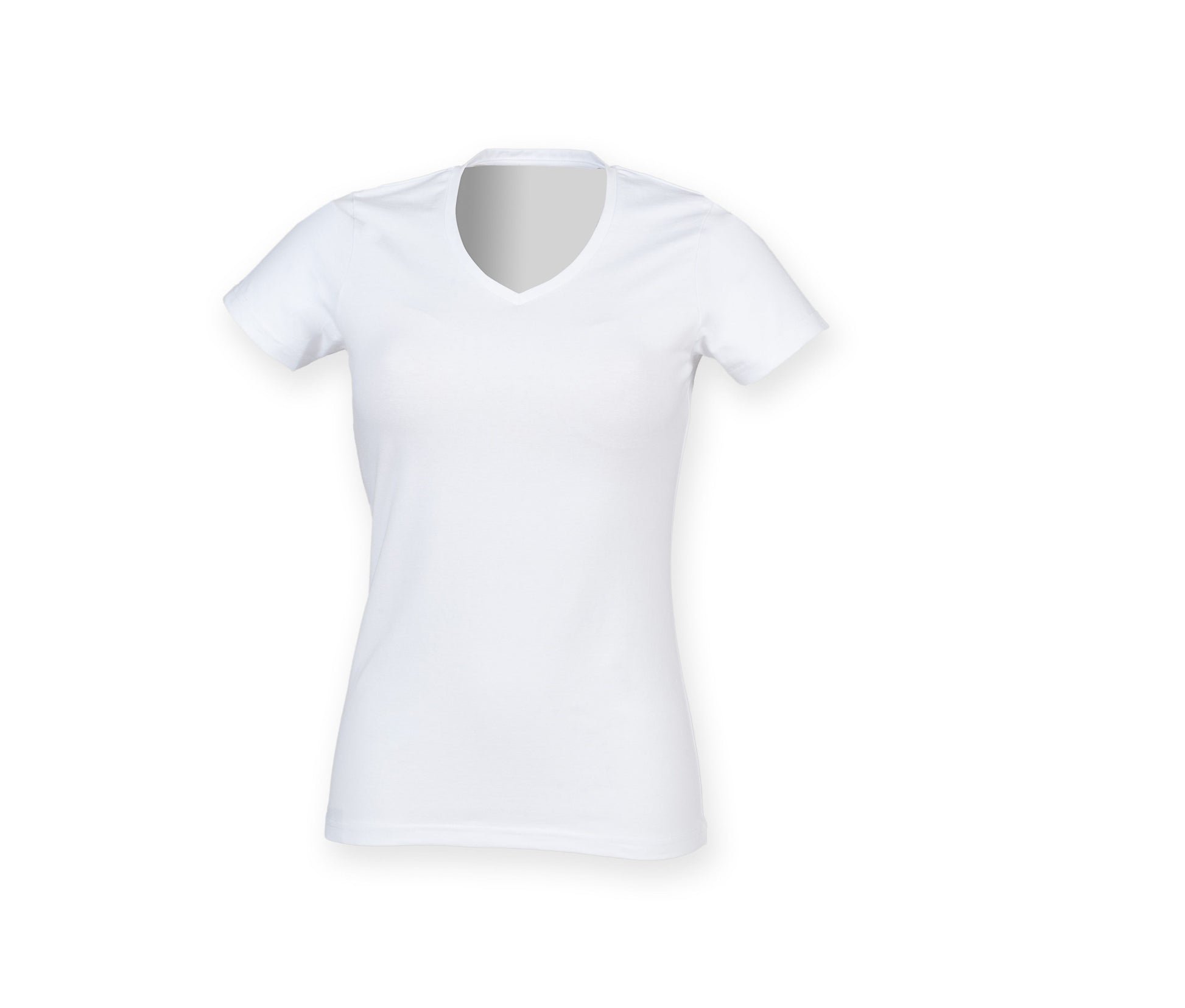 Tee-Shirt Stretch Col V Femme - White
