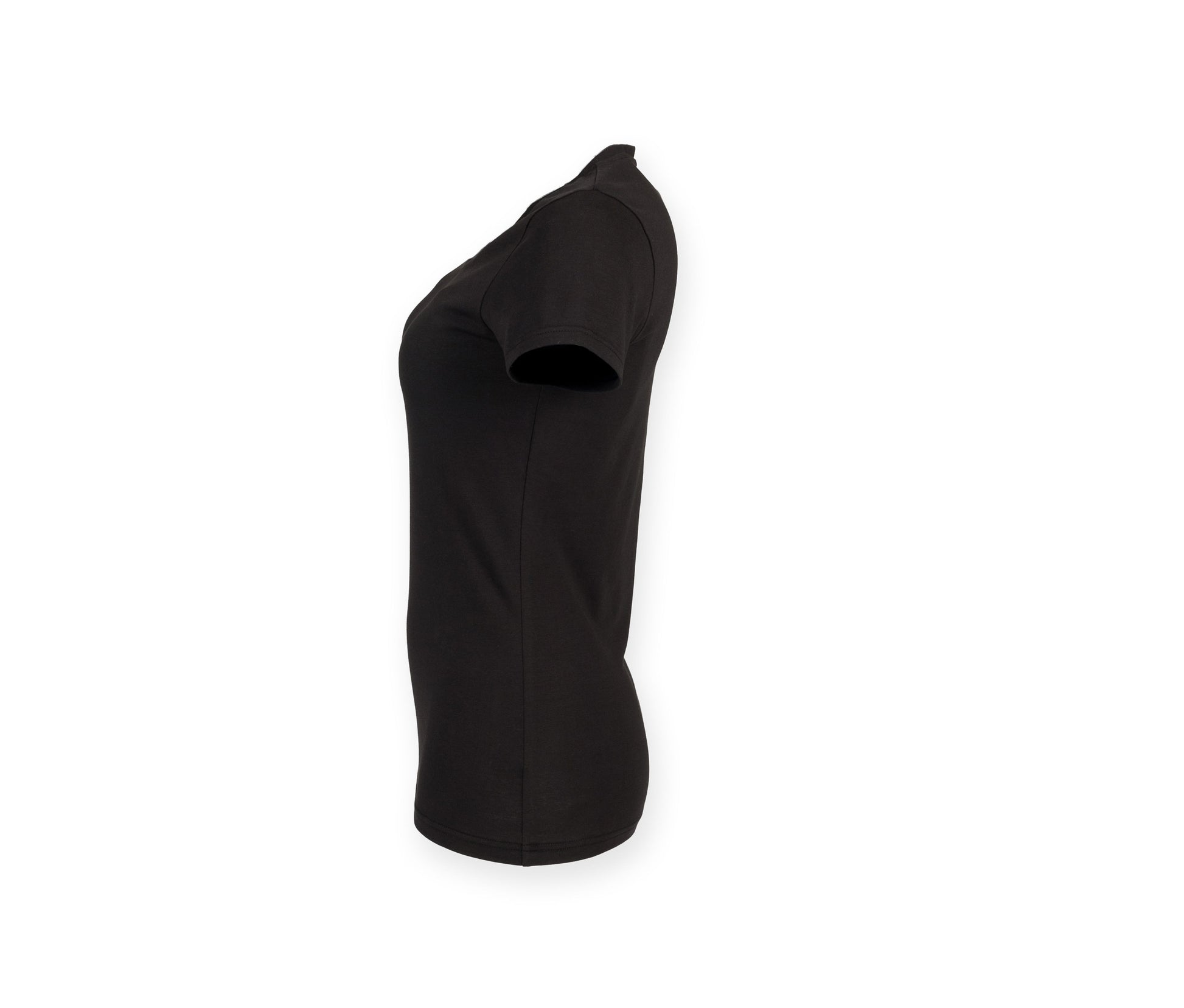 Tee-Shirt Stretch Col V Femme - Black