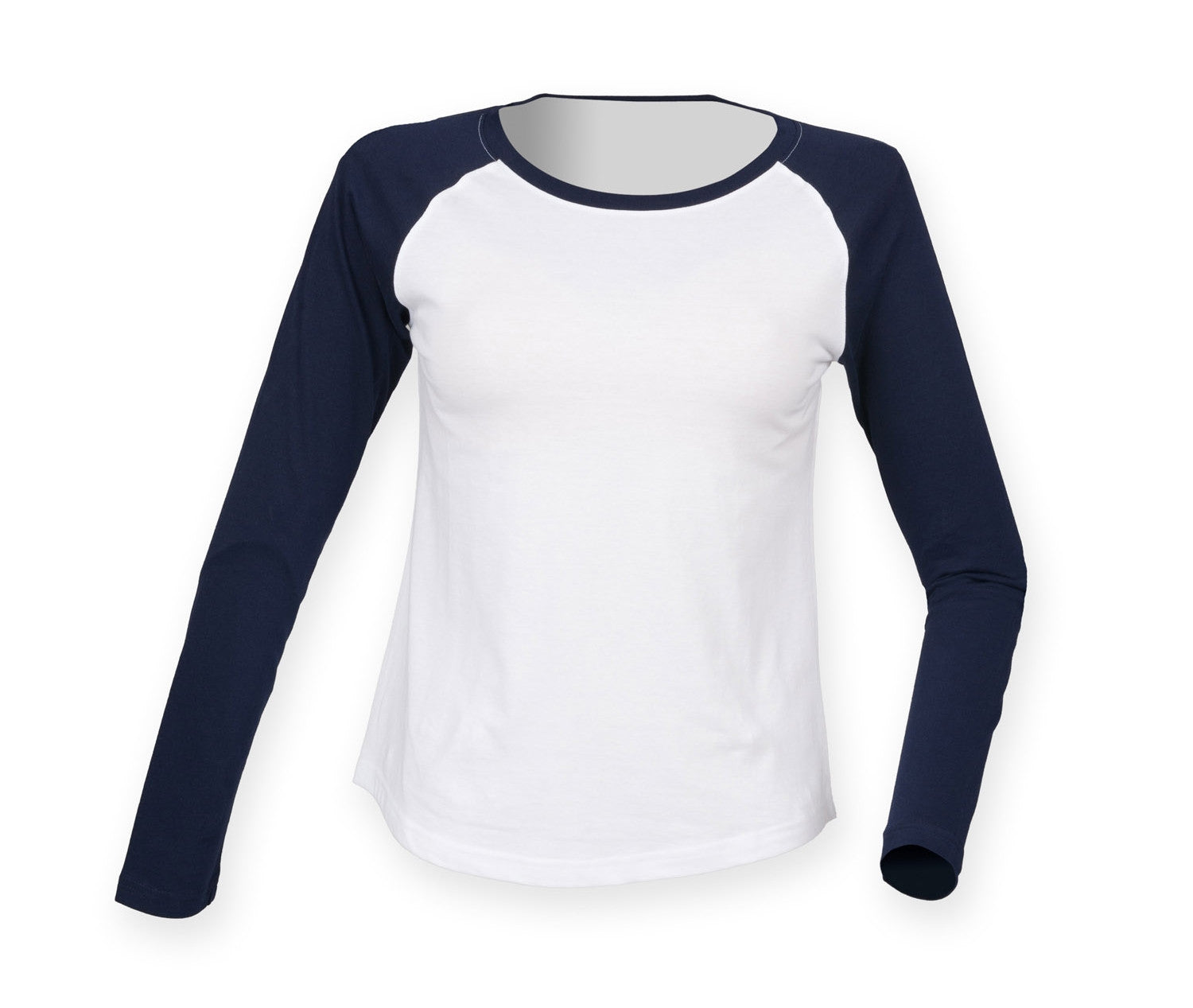 Tee-Shirt Baseball Manches Longues Femme - White/oxford Navy