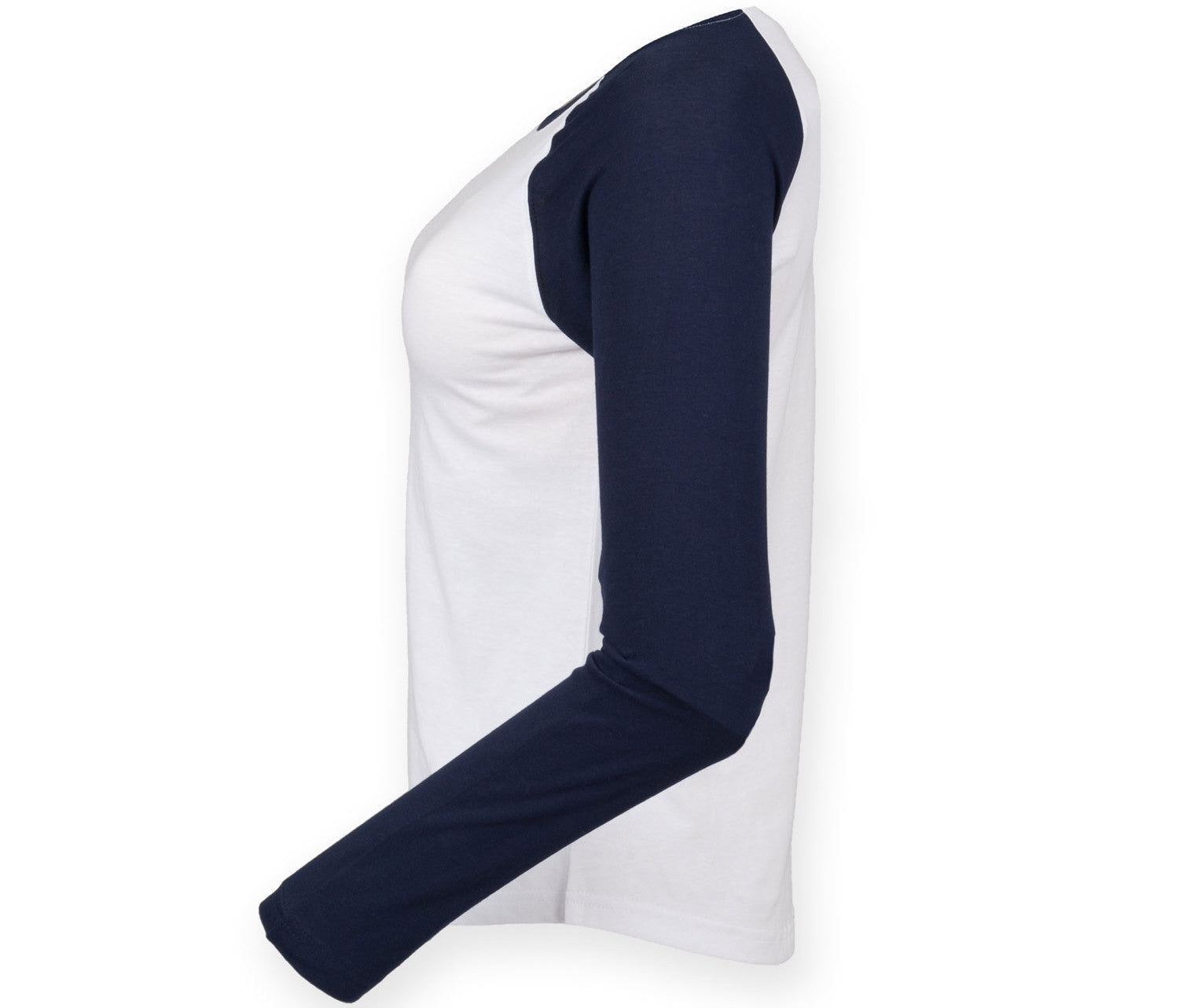 Tee-Shirt Baseball Manches Longues Femme - White/oxford Navy
