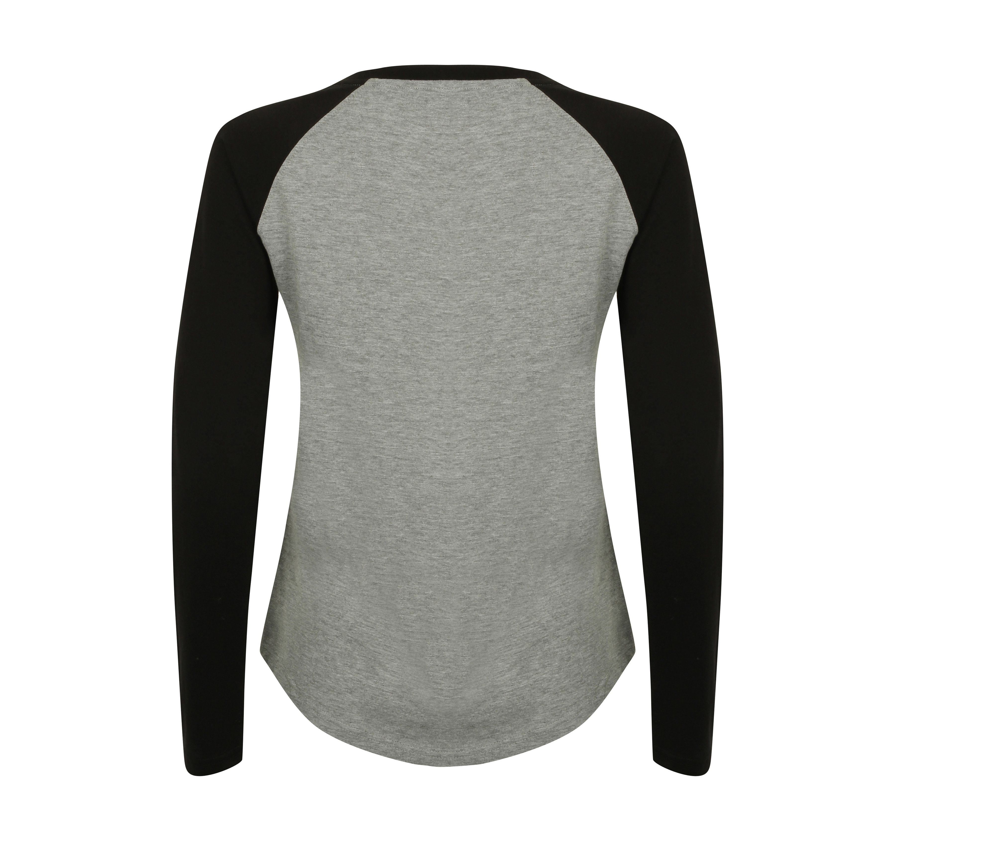 Tee-Shirt Baseball Manches Longues Femme - Heather Grey/black