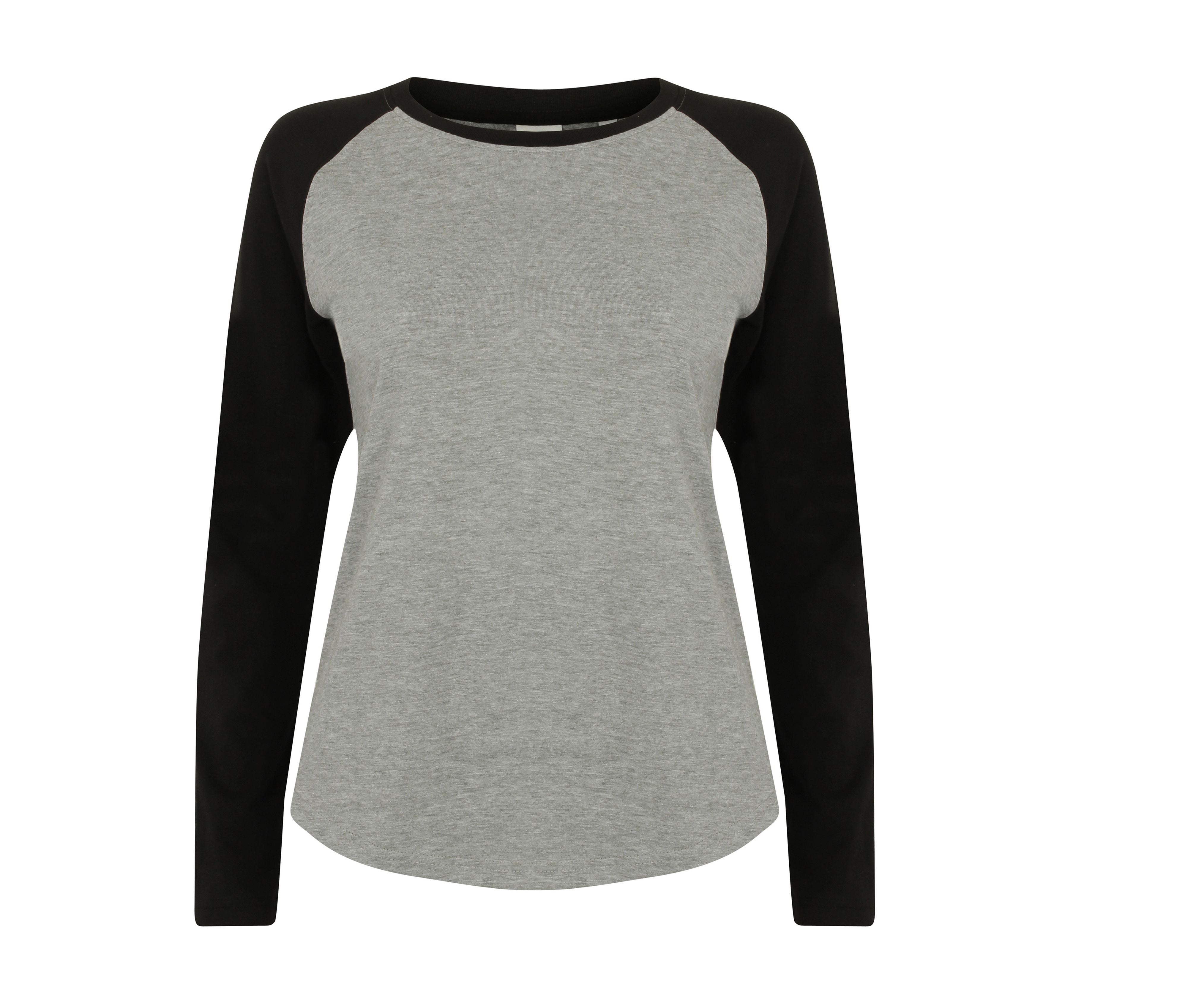 Tee-Shirt Baseball Manches Longues Femme - Heather Grey/black