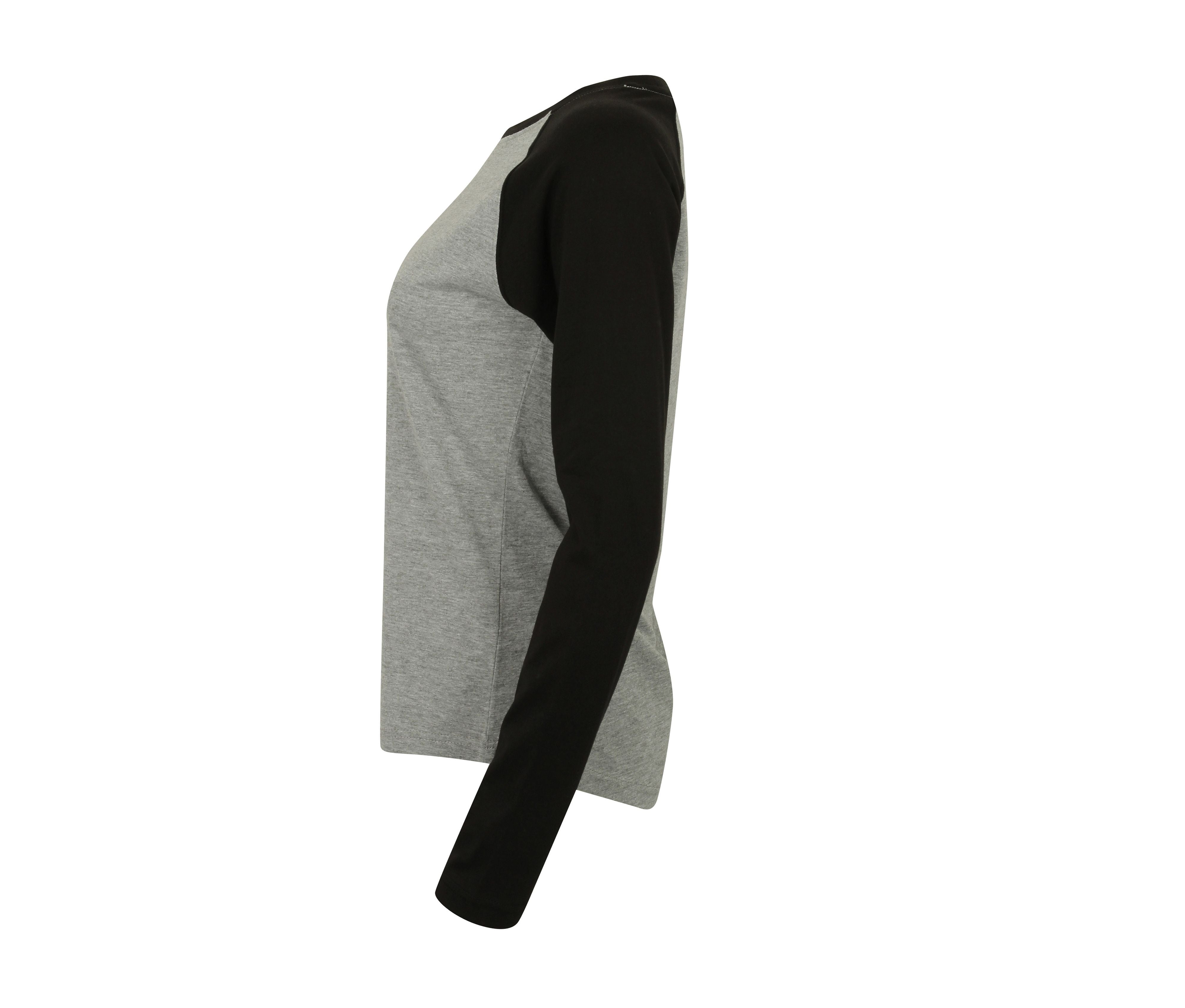 Tee-Shirt Baseball Manches Longues Femme - Heather Grey/black