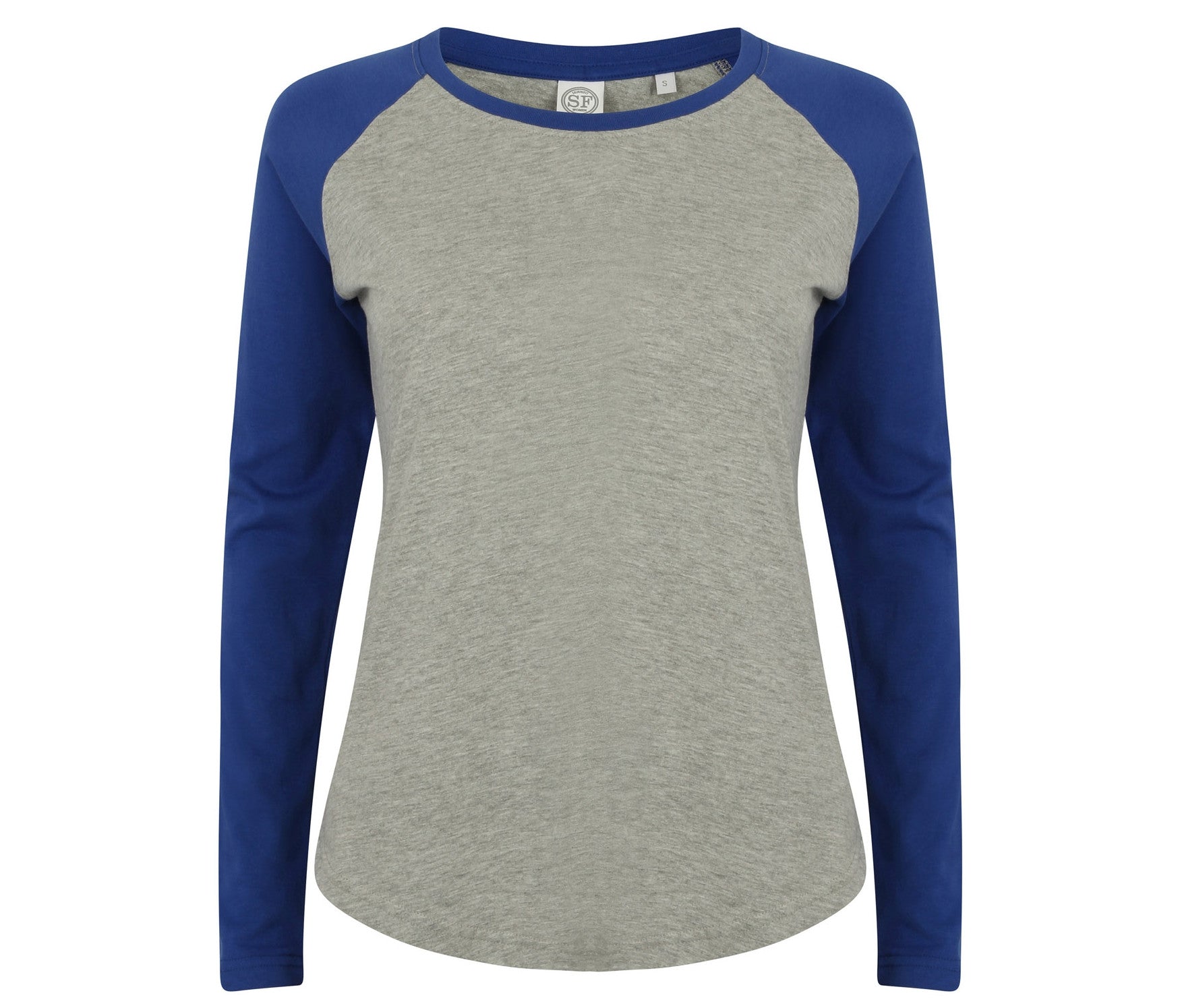 Tee-Shirt Baseball Manches Longues Femme - Heather Grey/royal