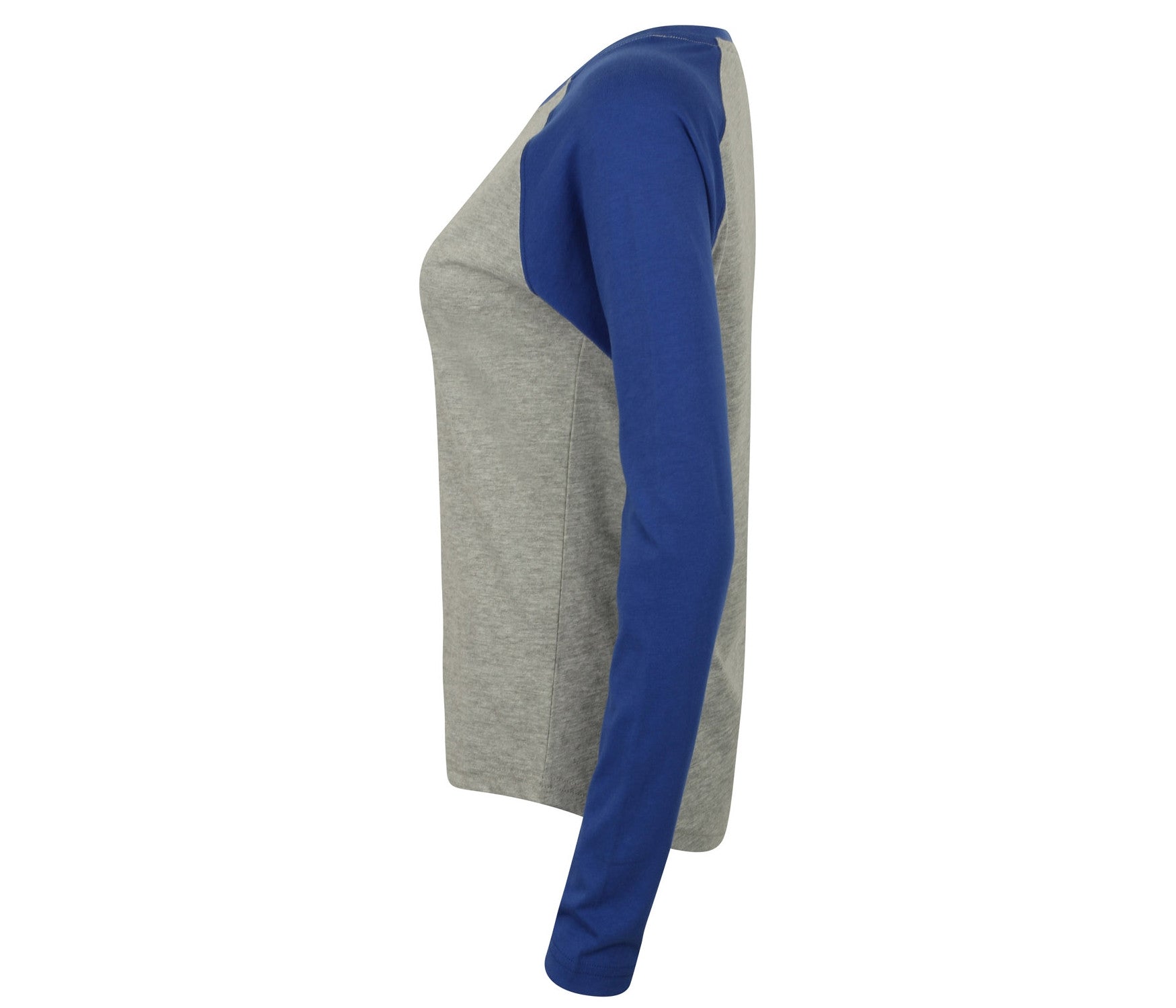 Tee-Shirt Baseball Manches Longues Femme - Heather Grey/royal