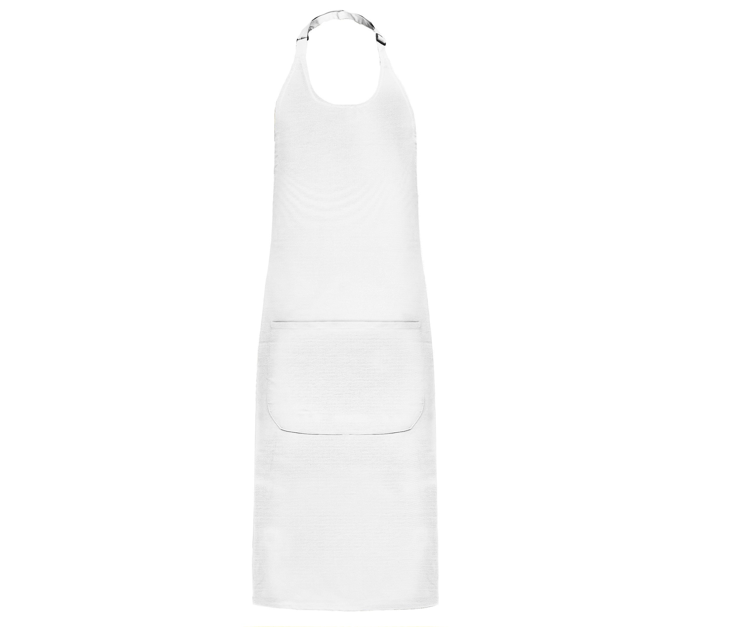 Tablier à Bavette Polycoton Avec Poche - White