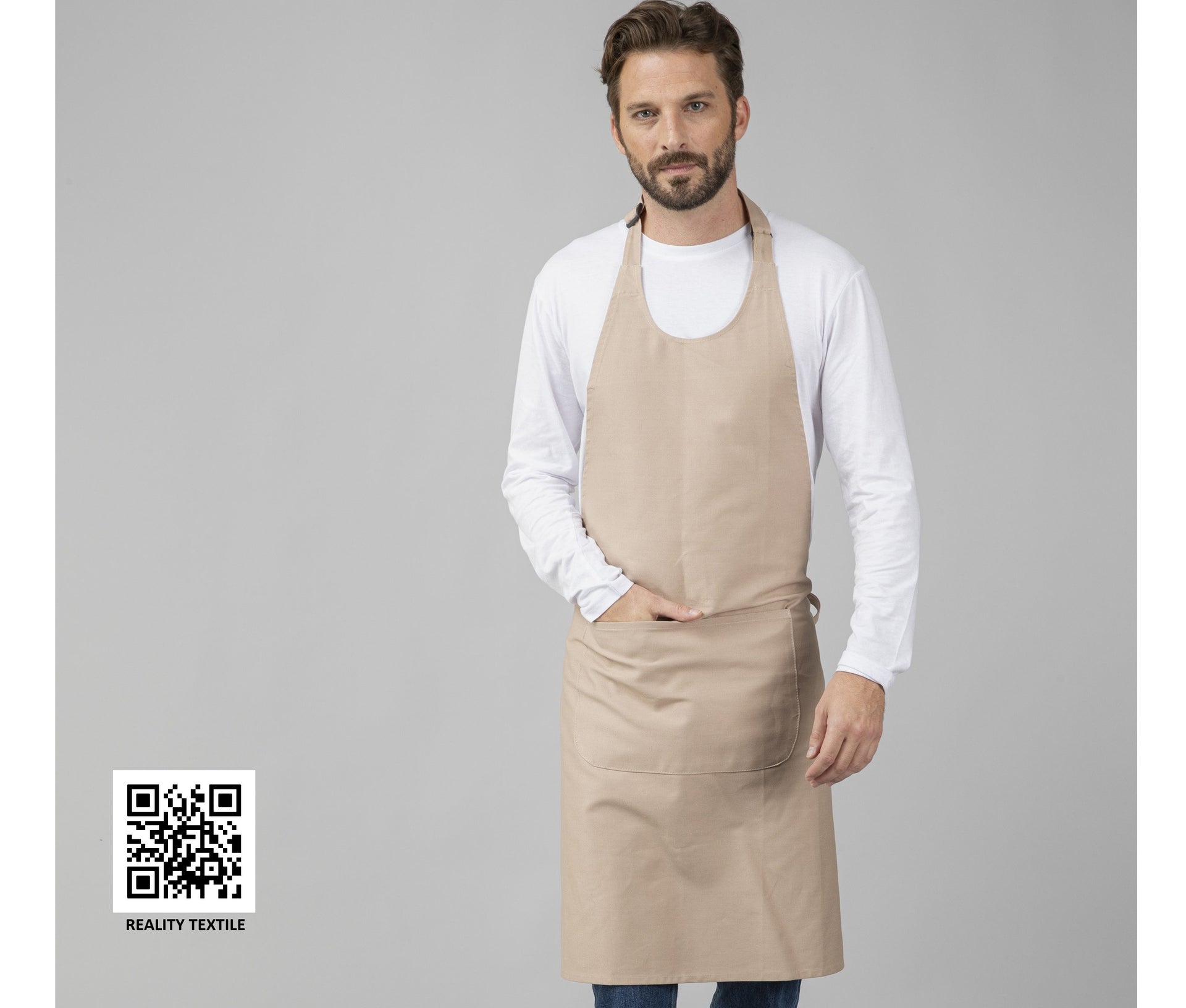 Tablier à bavette 100% coton avec poche