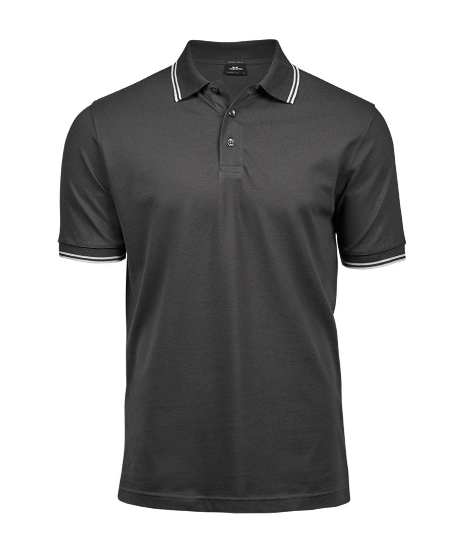 Polo Homme Col et Manches Contrastés - Dark Grey/white