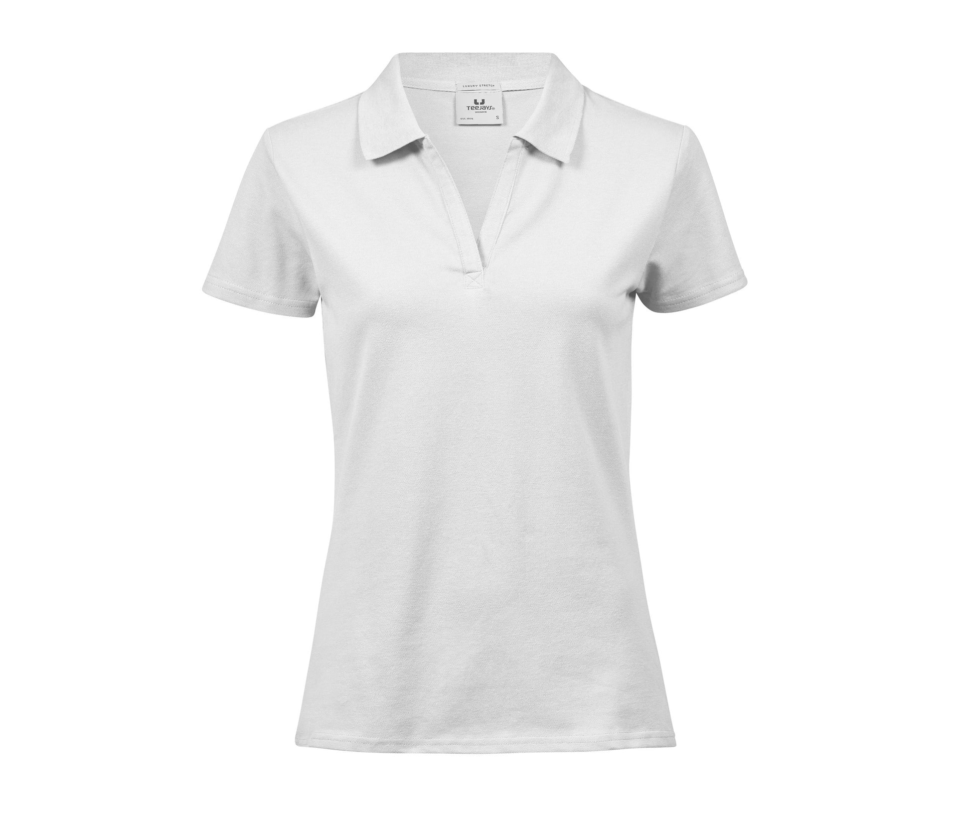 Polo Stretch Col V Femme Bio - White