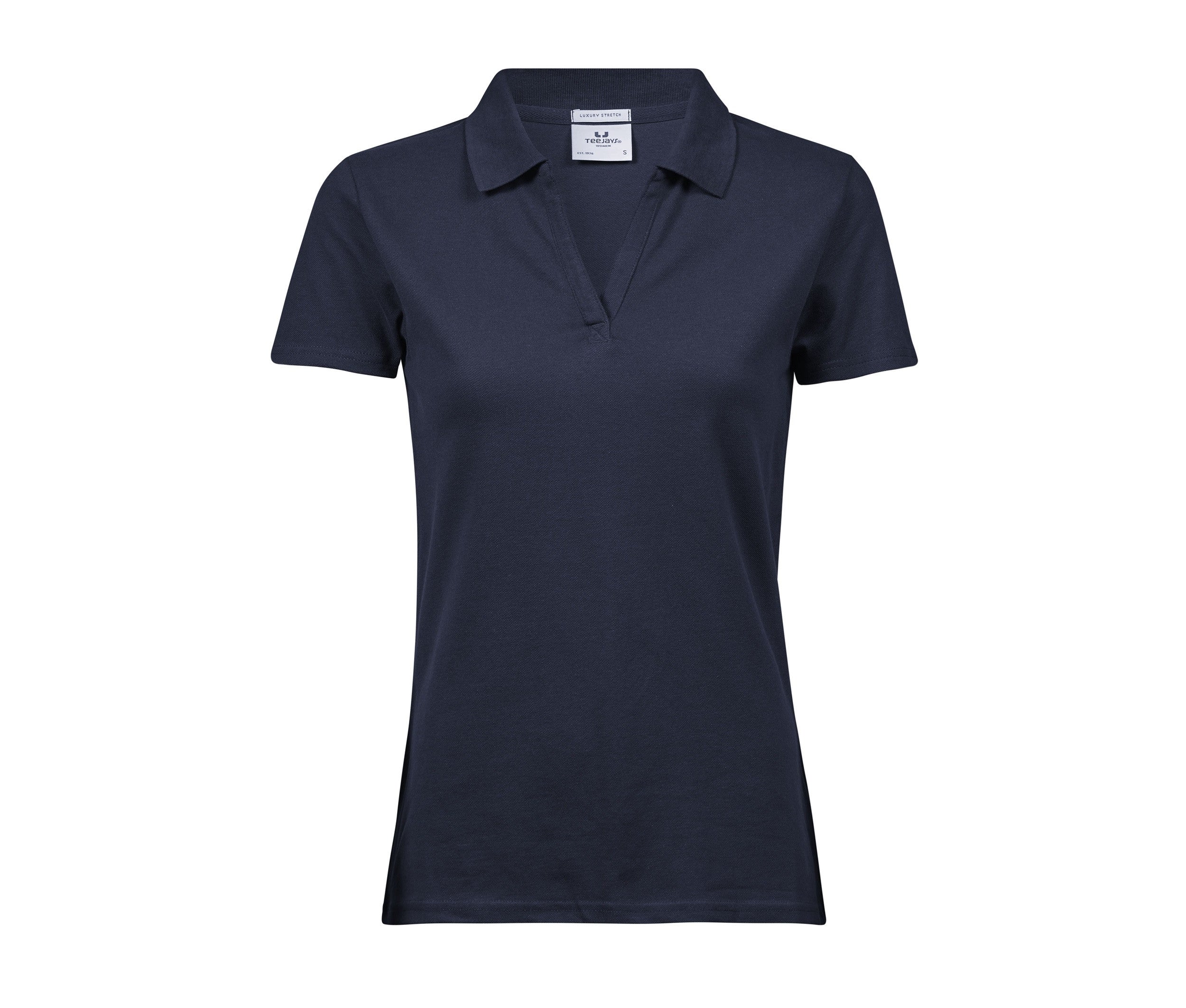 Polo Stretch Col V Femme Bio - Navy