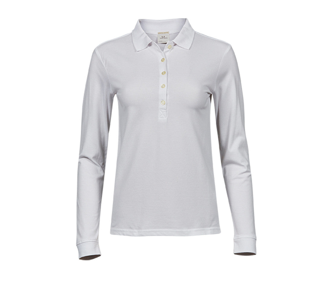 Polo Stretch Manches Longues Femme - White