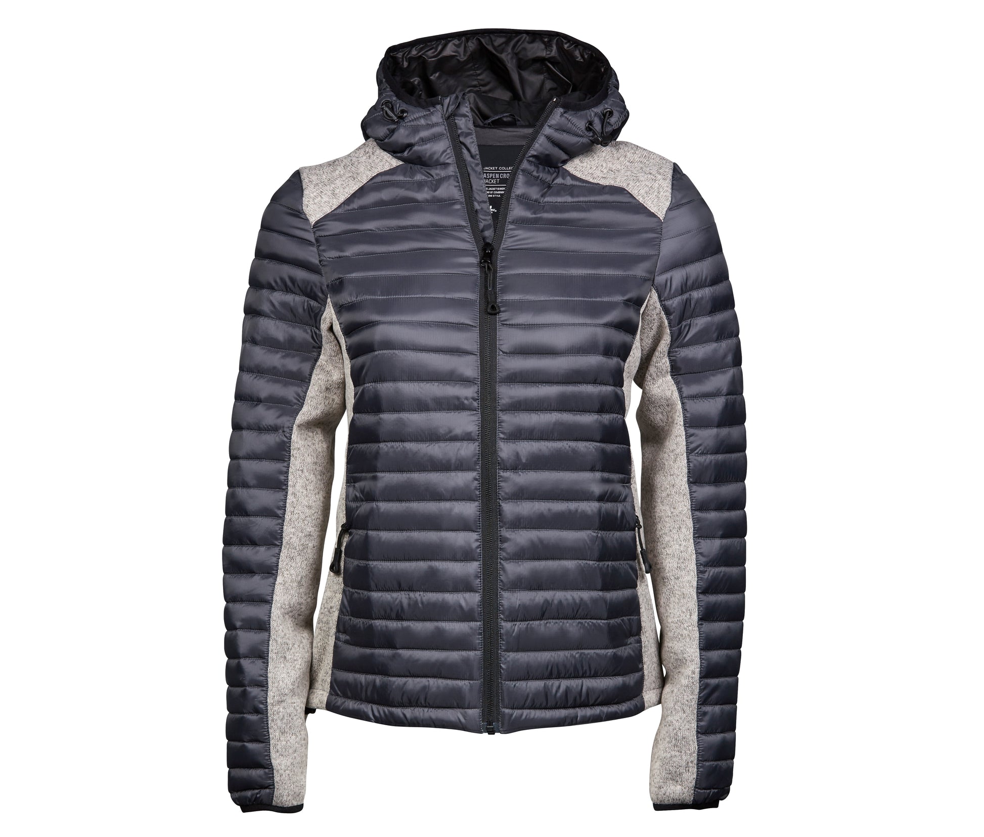 Doudoune Capuche Crossover Femme - Space Grey/grey Melange