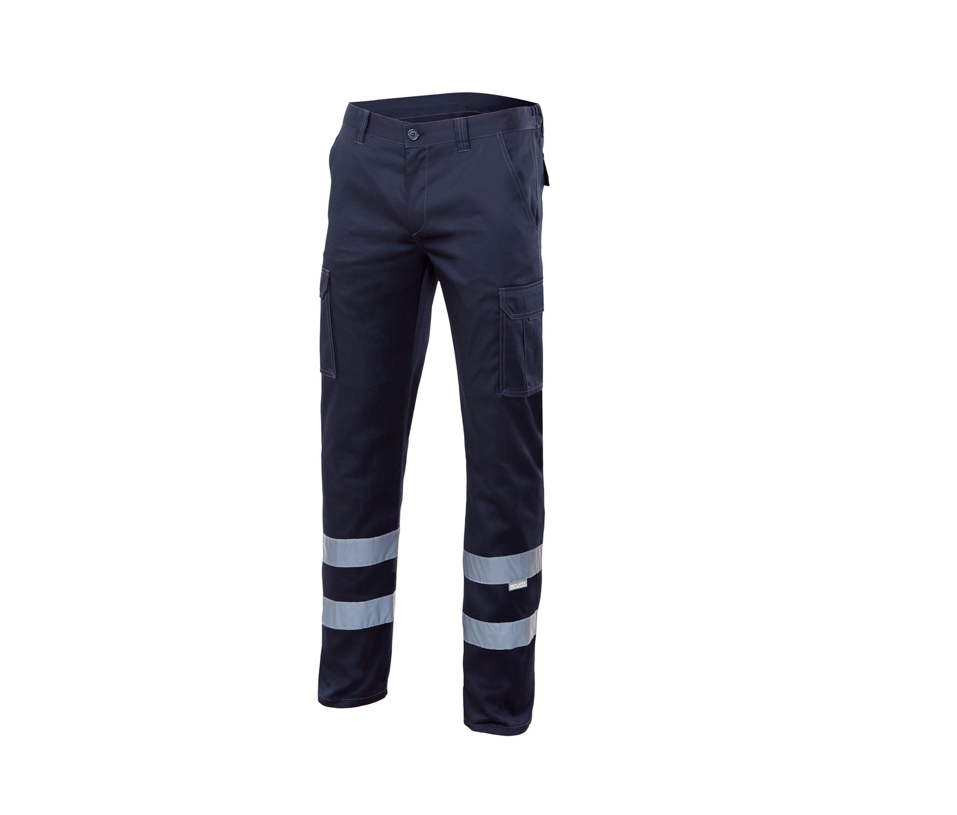 Pantalon Stretch Multipoches à Bandes Réfléchissantes - Navy