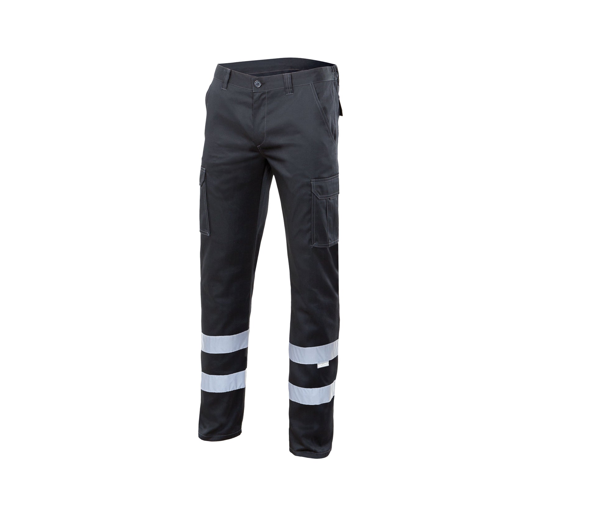 Pantalon Stretch Multipoches à Bandes Réfléchissantes - Black